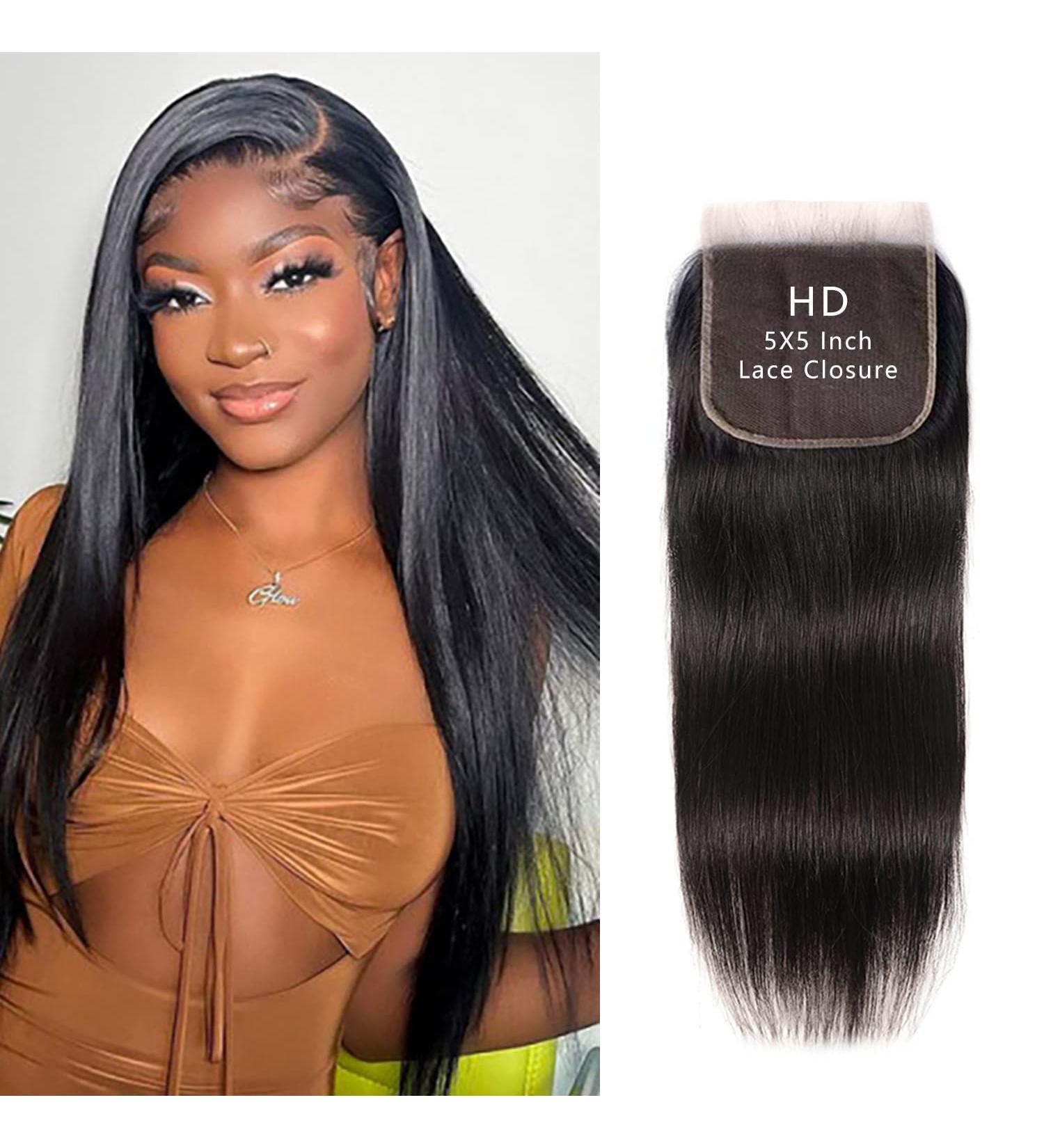 5x5 Closure Human Hair Straight Hd Transparent Free Part With Baby Hair Deep Part Only Brazilian Pre Plucked 5 By 5 Premium Silk Unprocessed Virgin Human Hair Natural Color 8 Inch 8 inch 55ST-Natural Color - Buy Online on GoSupps.com