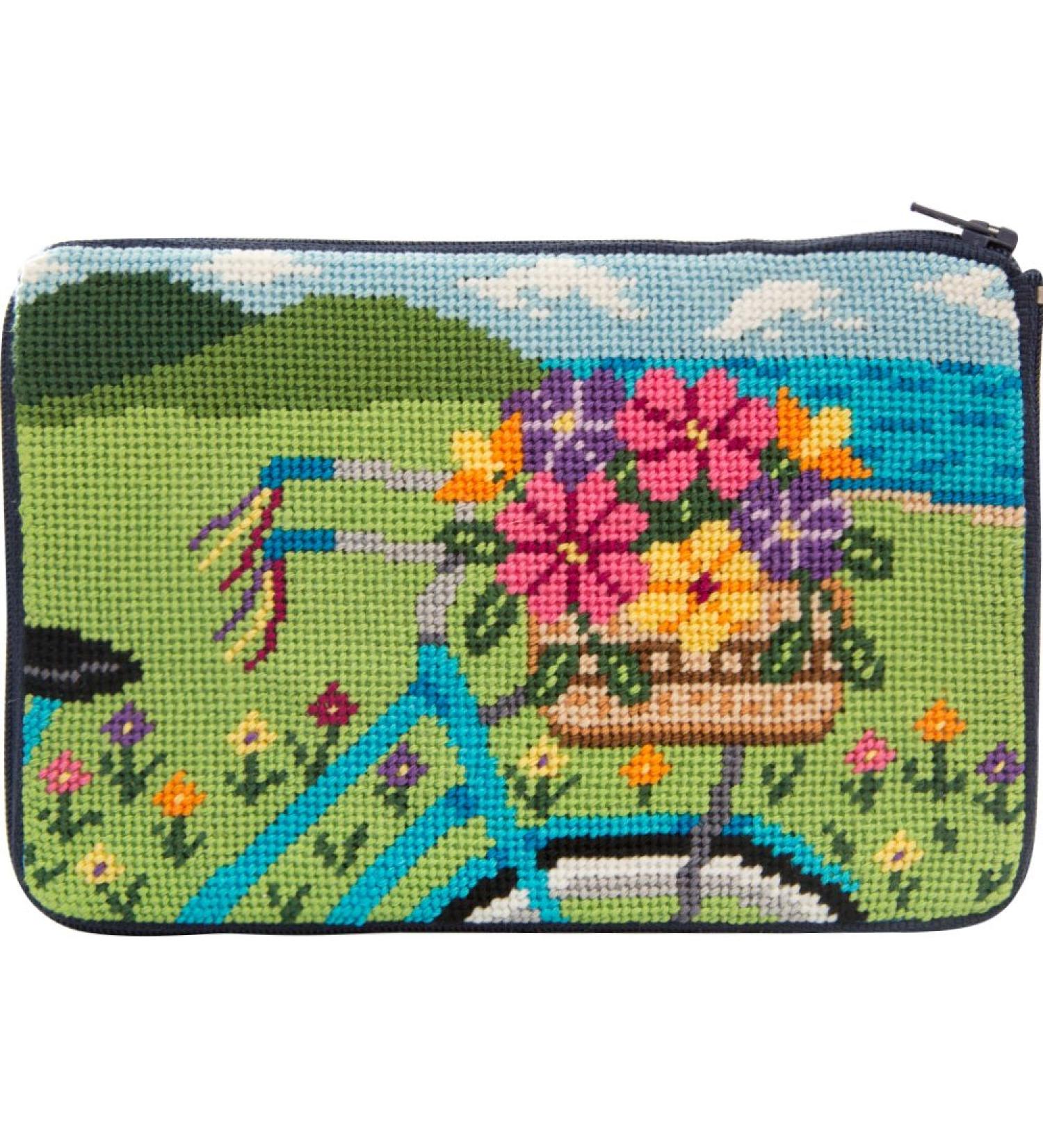 Stitch & Zip Needlepoint Purse Kit- Springtime Ride
