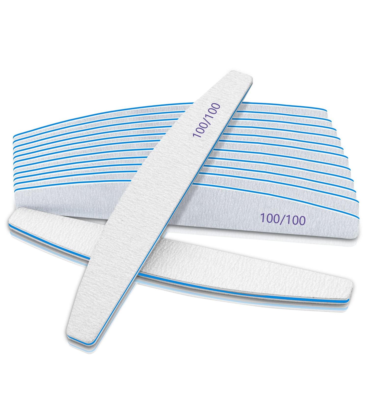 12 PCS Double Sided 100/100 Grit Nail Files for Acrylic and Natural Nails - Washable & Reusable - Blue Emery Board for False Nails - Buy Online on GoSupps.com