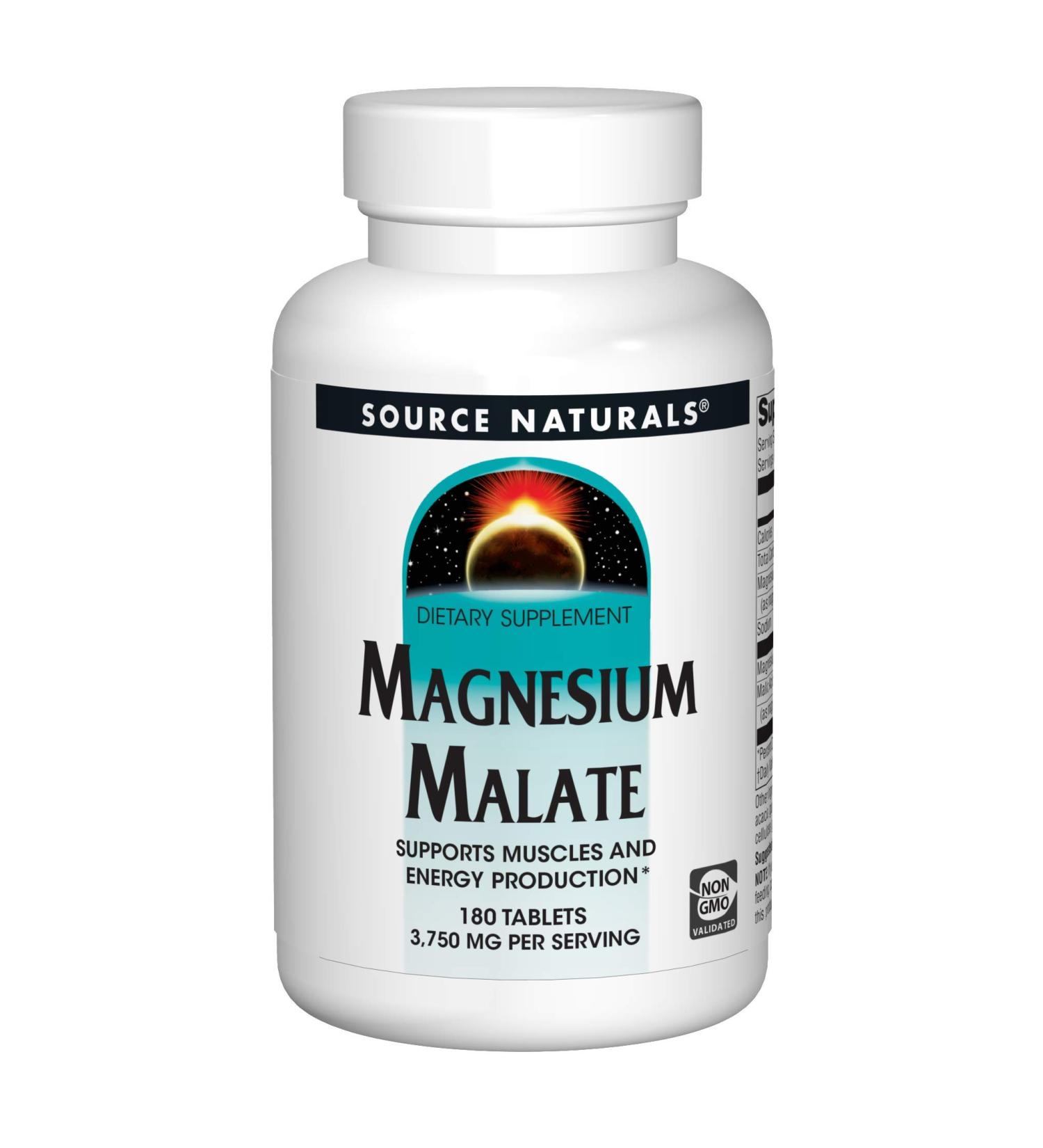 Source Naturals Magnesium Malate 3750 mg - 180 Tablets for Optimal Wellness - Buy Online on GoSupps.com