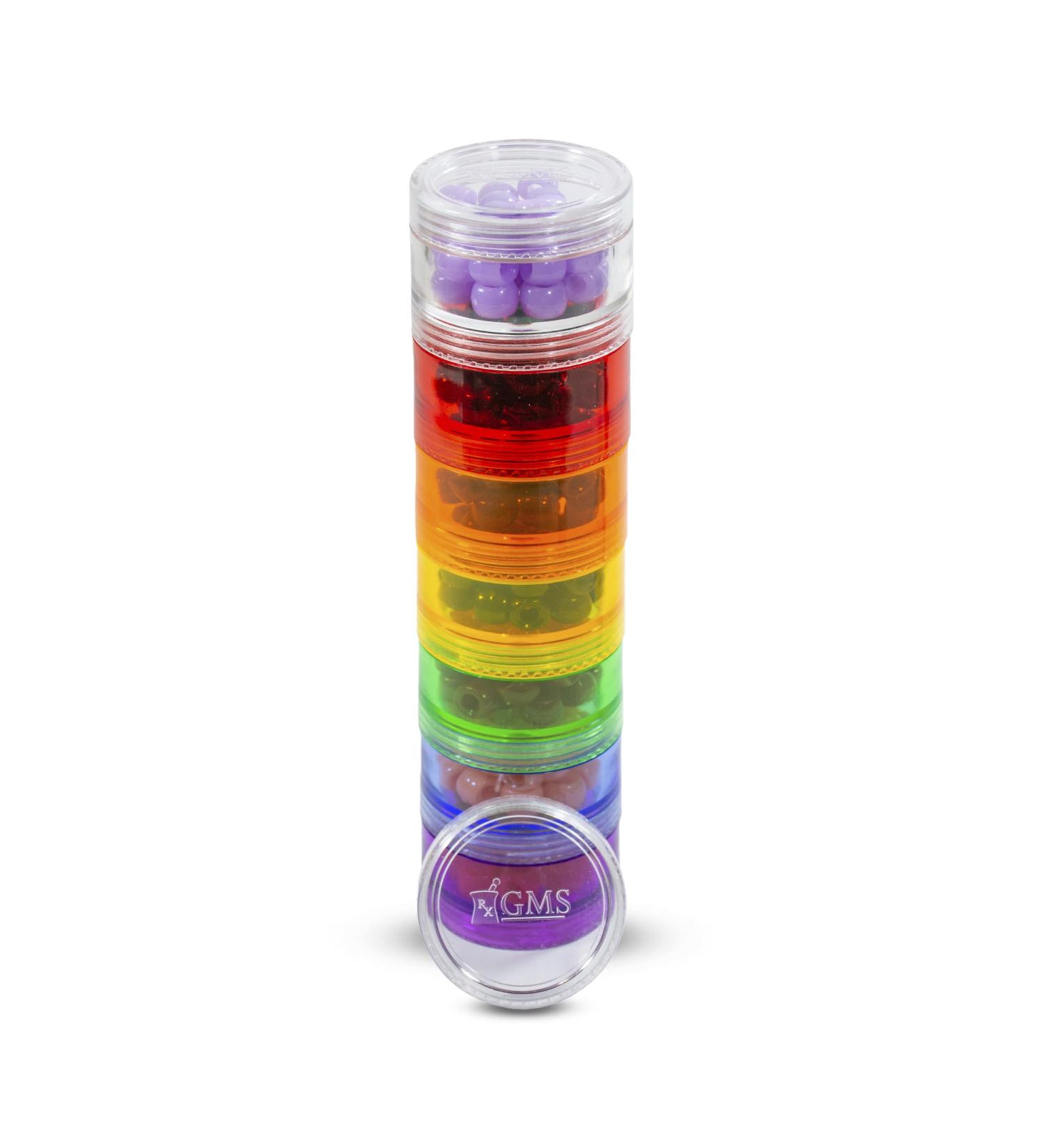 GMS 7 Day Medicine Pill Organizer | Stackable Pill Box for Small Tablets & Vitamins | Weekly Medication Organizer - Rainbow Small (Pack of 1 - Buy Online on GoSupps.com