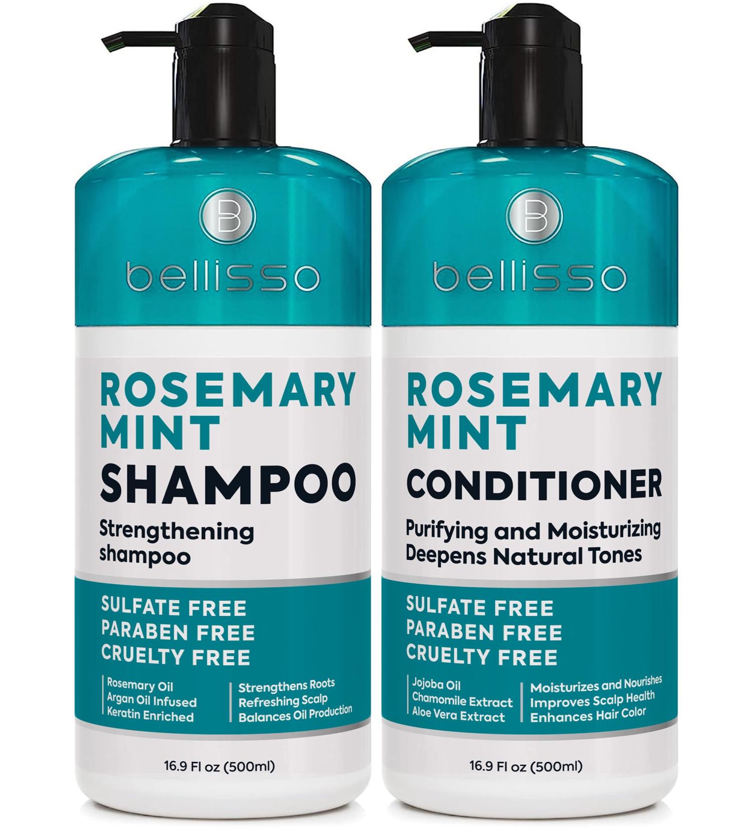 Rosemary Oil & Mint Shampoo & Conditioner Set - Sulfate Free Moisturizing for Men & Women - Treats Dry Scalp Flaky Skin & Dandruff - Thickening Hair Care - Buy Online on GoSupps.com