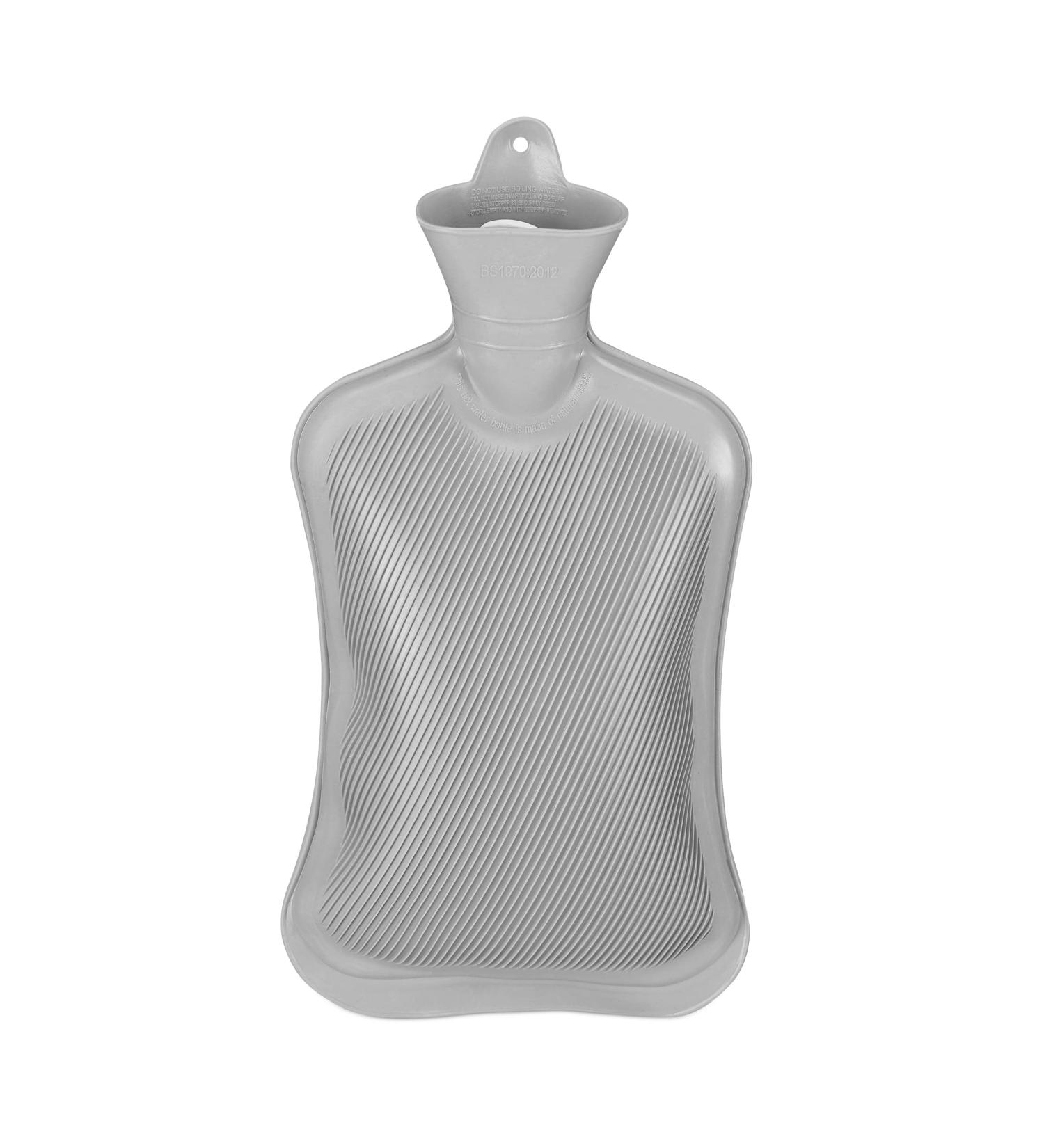 Relaxdays 2L Hot Water Bottle - Durable Safe & Odorless Natural Rubber - Grey Bed Bottle - Buy Online on GoSupps.com
