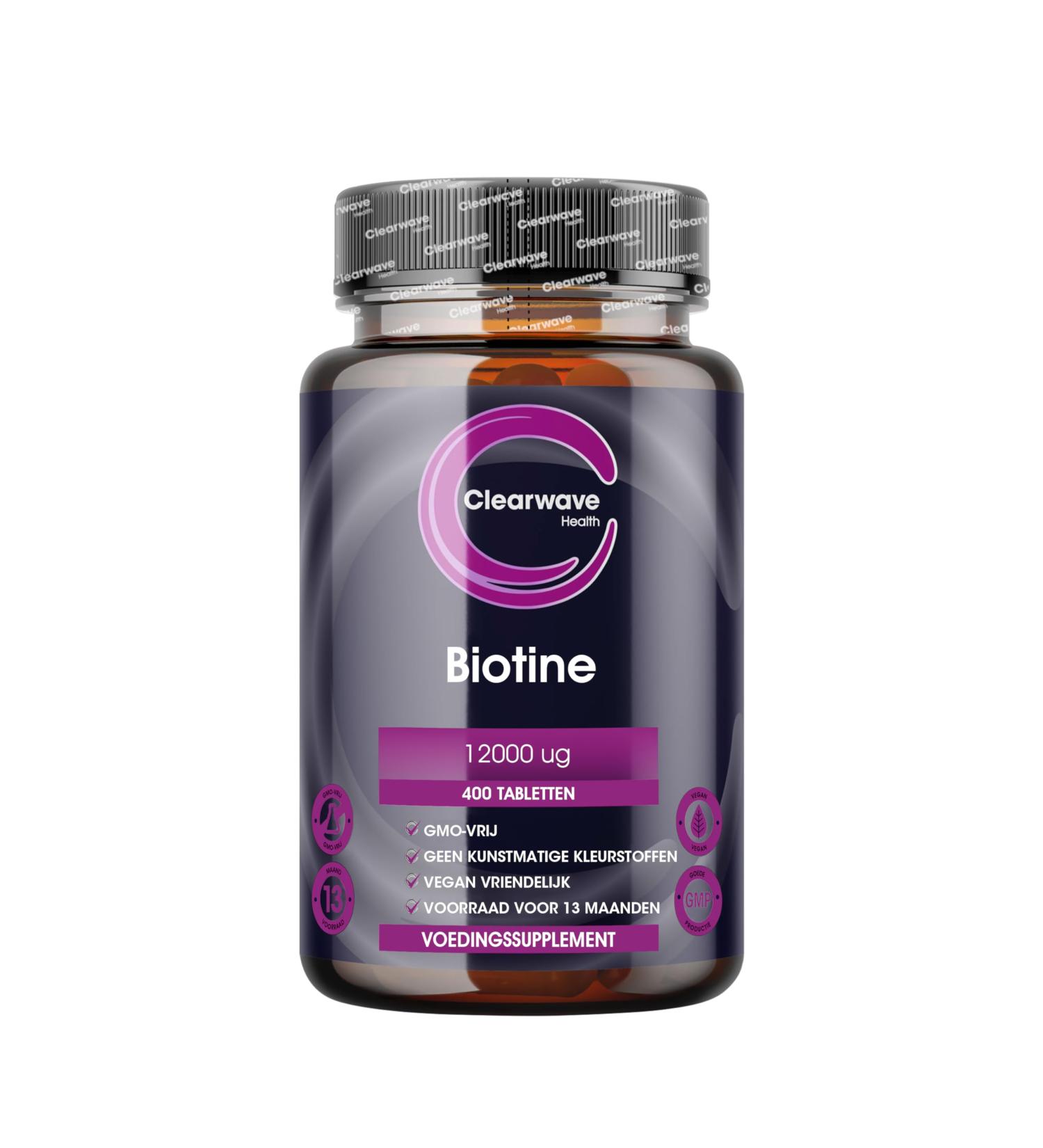 Biotin Hair Growth Supplement 12000 mcg High Strength 400 Tablets 13 Month Supply Vegan Made in the UK by Clearwave Health - Buy Online on GoSupps.com