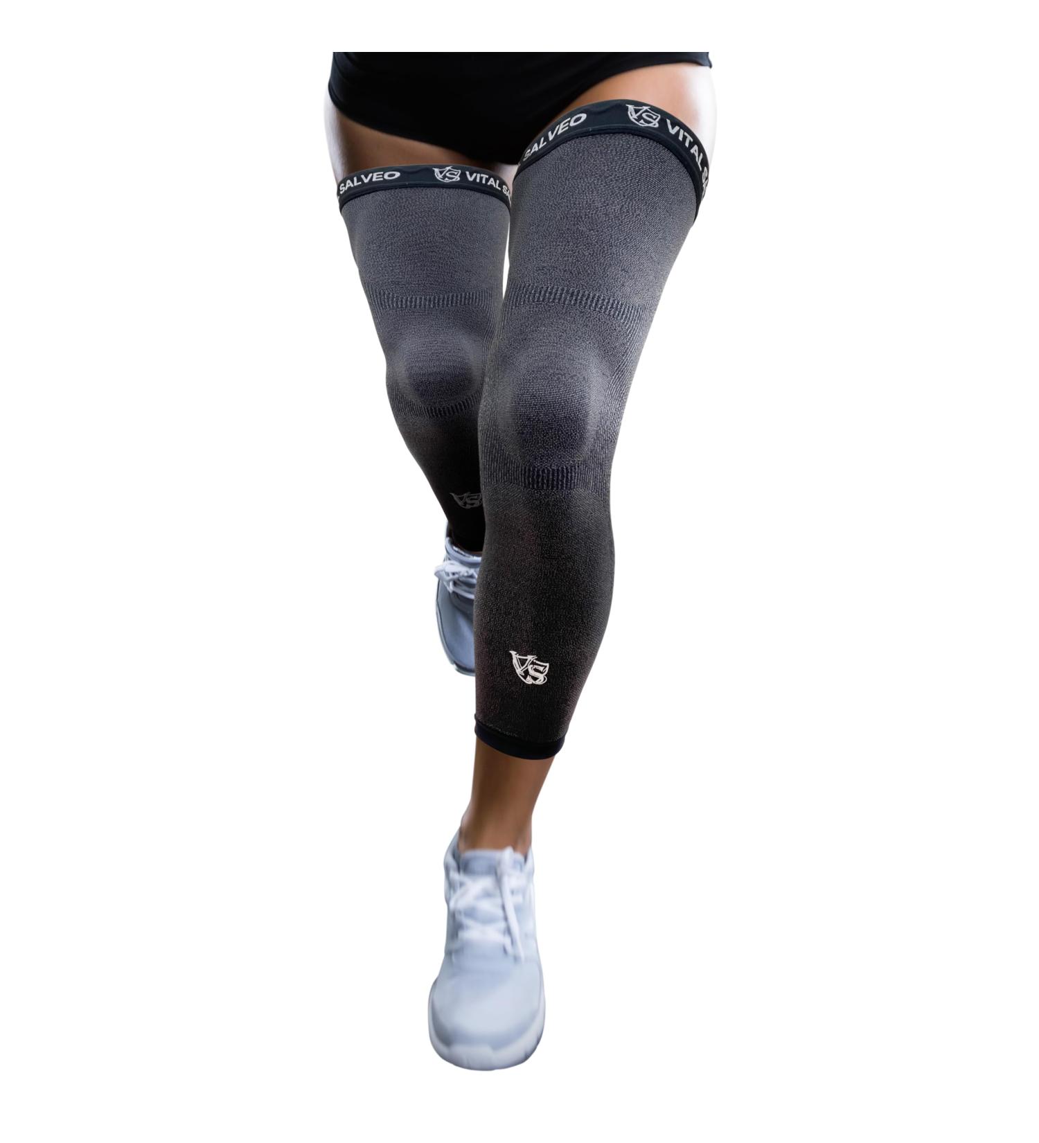 Vital Salveo Compression Sports Full Leg Sleeve - Thigh & Calf Support for Basketball (1 Pair Grey X-Large) - Recovery & Pain Relief - Buy Online on GoSupps.com