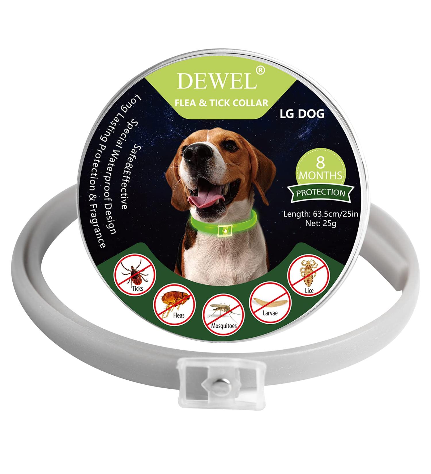 Dewel Shining Tick Collar for Dogs - Adjustable Waterproof Flea & Tick Prevention XL 63.5cm - Lightweight & Effective Vermin Control - Buy Online on GoSupps.com