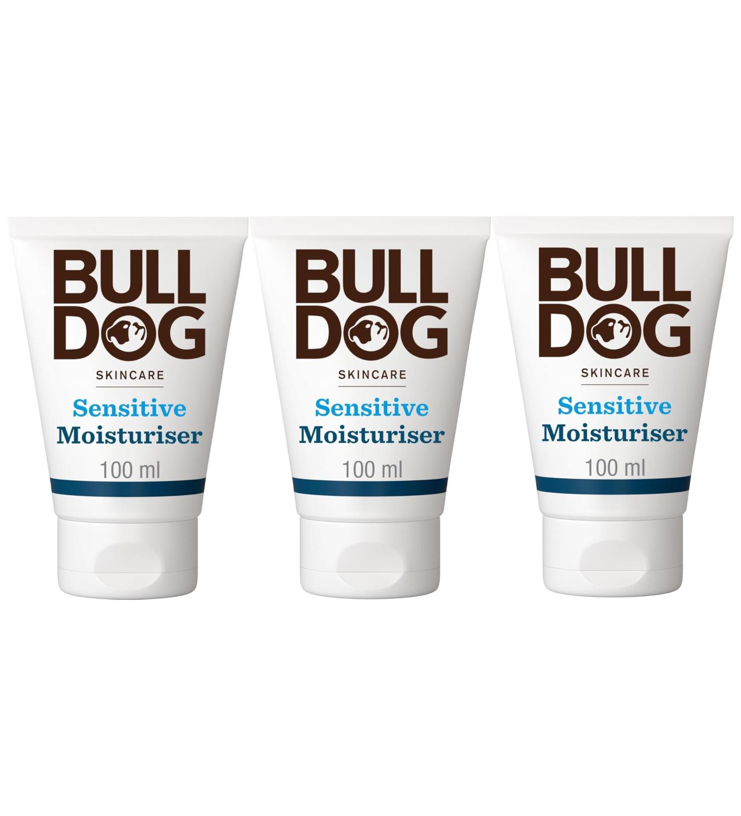 Bulldog Skincare Lot de 3 hydratants pour le visage sensible pour homme sans parfum sp cialement formul pour les peaux sensibles fournit une hydratation 24 heures 100 ml - Buy Online on GoSupps.com