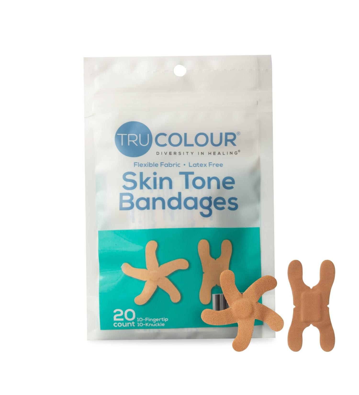Tru Colour Knuckle & Fingertip Bandages | Flexible Fabric Beige Skin Tone 20 Count - International Shipping Available - Buy Online on GoSupps.com