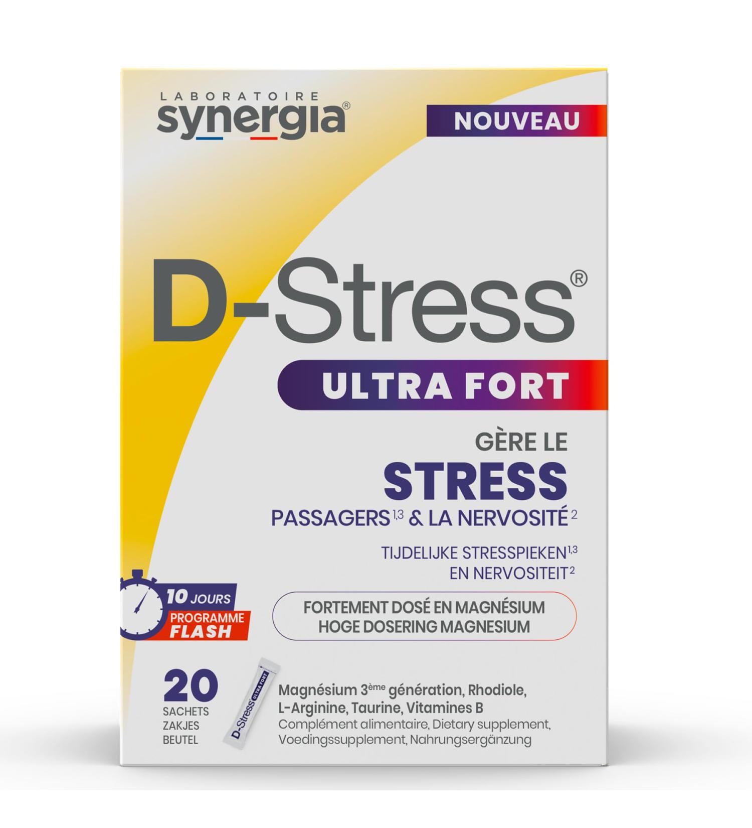 D-Stress D-Stress ULTRA STRENGTH Box of 20 sachets | Manages temporary stress spikes | Helps with nervousness | Synergia Laboratory