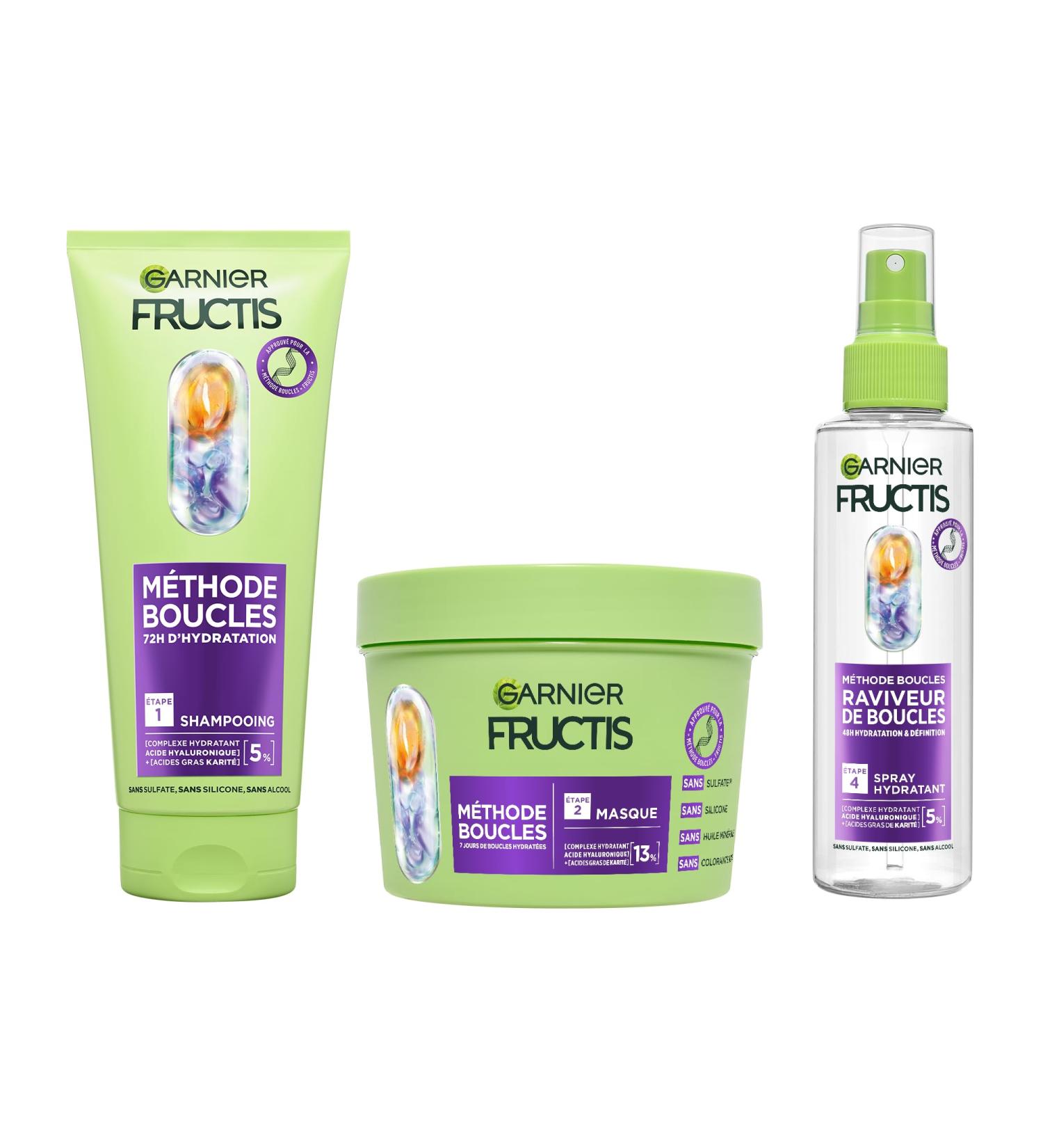  Garnier Garnier Fructis Method Curls Routine Shampoo Mask Hydrating Spray with Hyaluronic Acid and Shea Butter - Buy Online on GoSupps.com