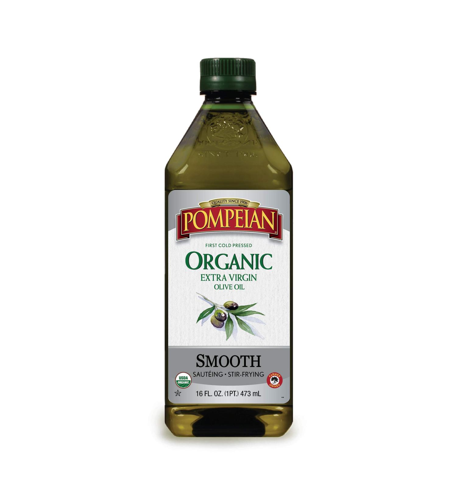 Pompeian USDA Organic Smooth Extra Virgin Olive Oil - First Cold Pressed, 16 FL OZ - Ideal for Sautأ©ing & Stir-Frying - Buy Online on GoSupps.com