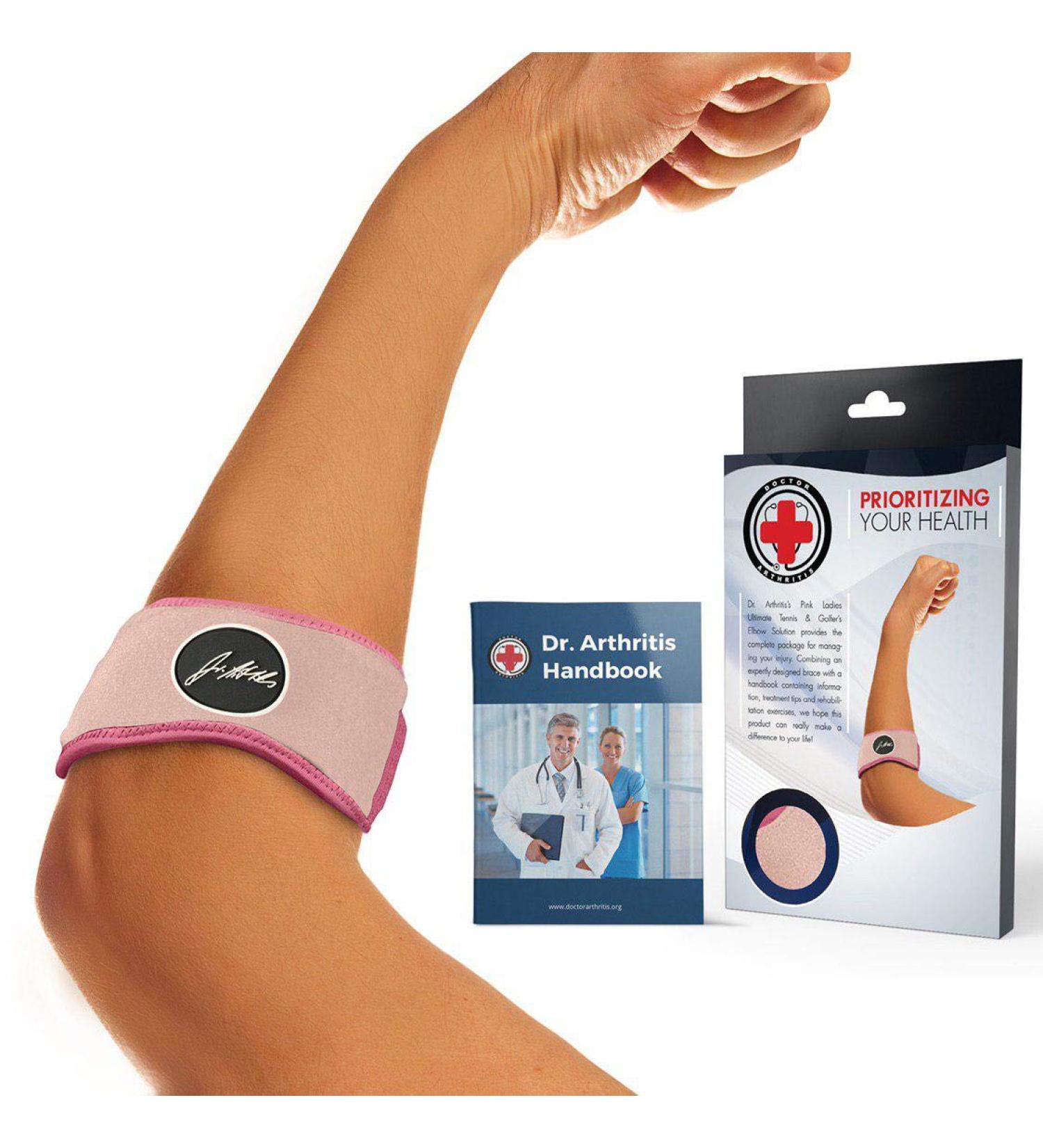 Tennis Elbow Support Strap for Women - Pink, Adjustable Strap, Doctor Written Handbook - Buy Online on GoSupps.com