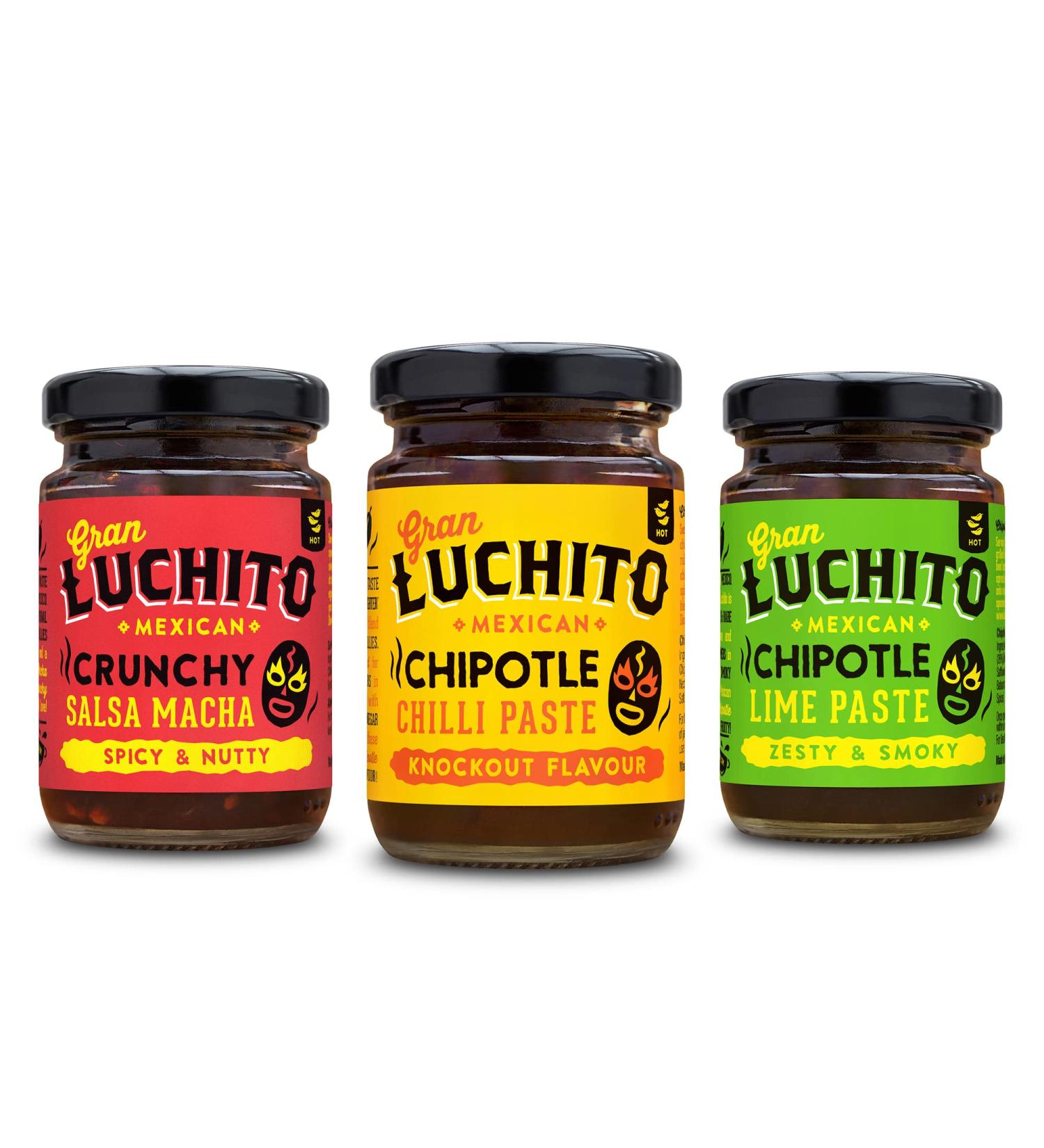Gran Luchito Mexican Chili Gift Set - Authentic Chipotle Paste Salsa Macha & Chipotle Lime Jars | Perfect International Gift - Buy Online on GoSupps.com