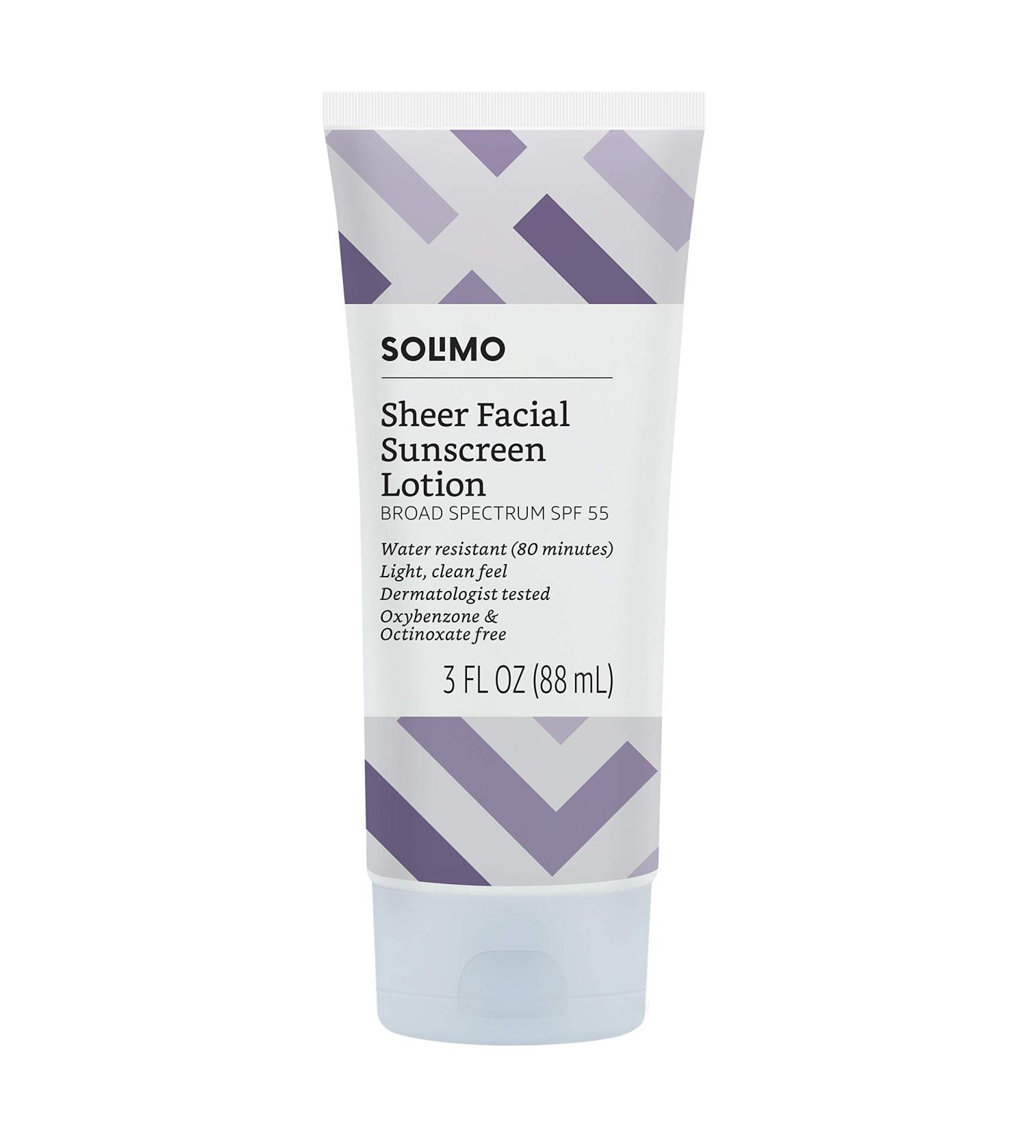 Solimo Sheer Face Sunscreen SPF 55 - Reef Friendly (Octinoxate & Oxybenzone Free) 3.0 Fluid Ounce - Buy Online on GoSupps.com