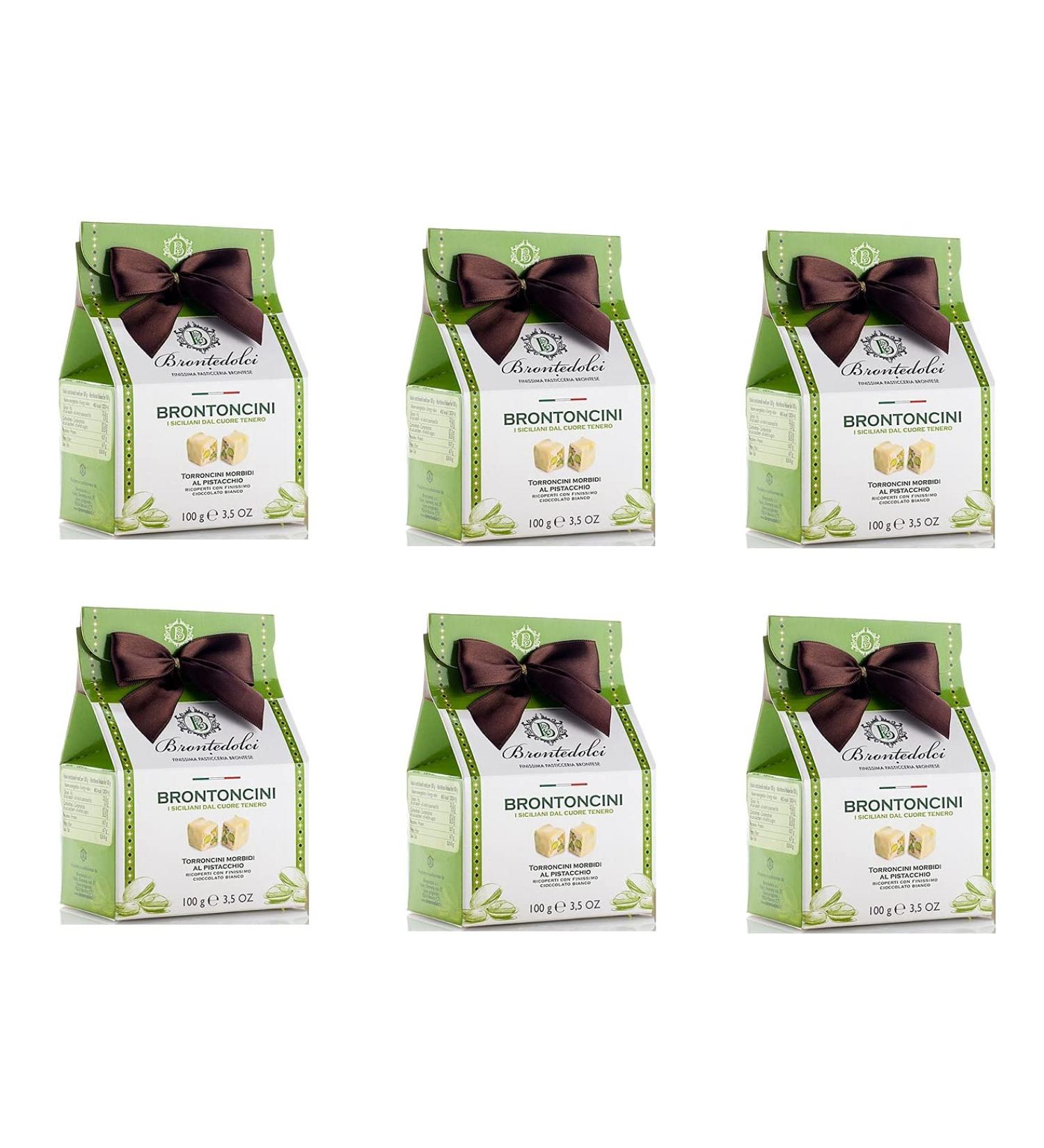 Brontedolci Brontedolci Brontoncini Torroncini Morbidi al Pistacchio Soft nougat covered with pistachio and white chocolate 100 g - Buy Online on GoSupps.com