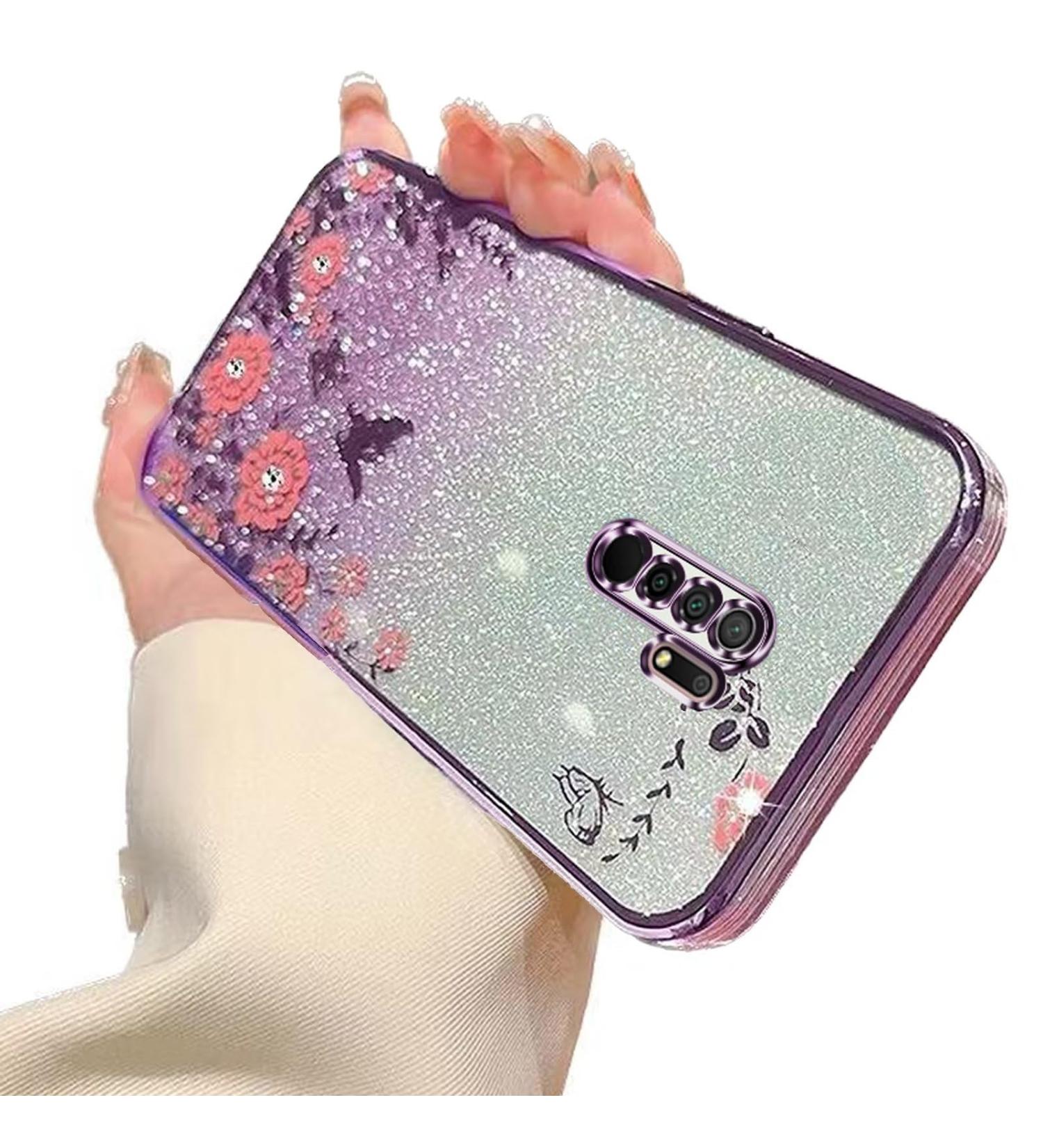 Buy Tivenfezk Glitter Diamond Case for Xiaomi Redmi 9 - Sparkle Flower Butterfly Soft Silicone Cover Protective Rhinestone Etui in Purple - Buy Online on GoSupps.com
