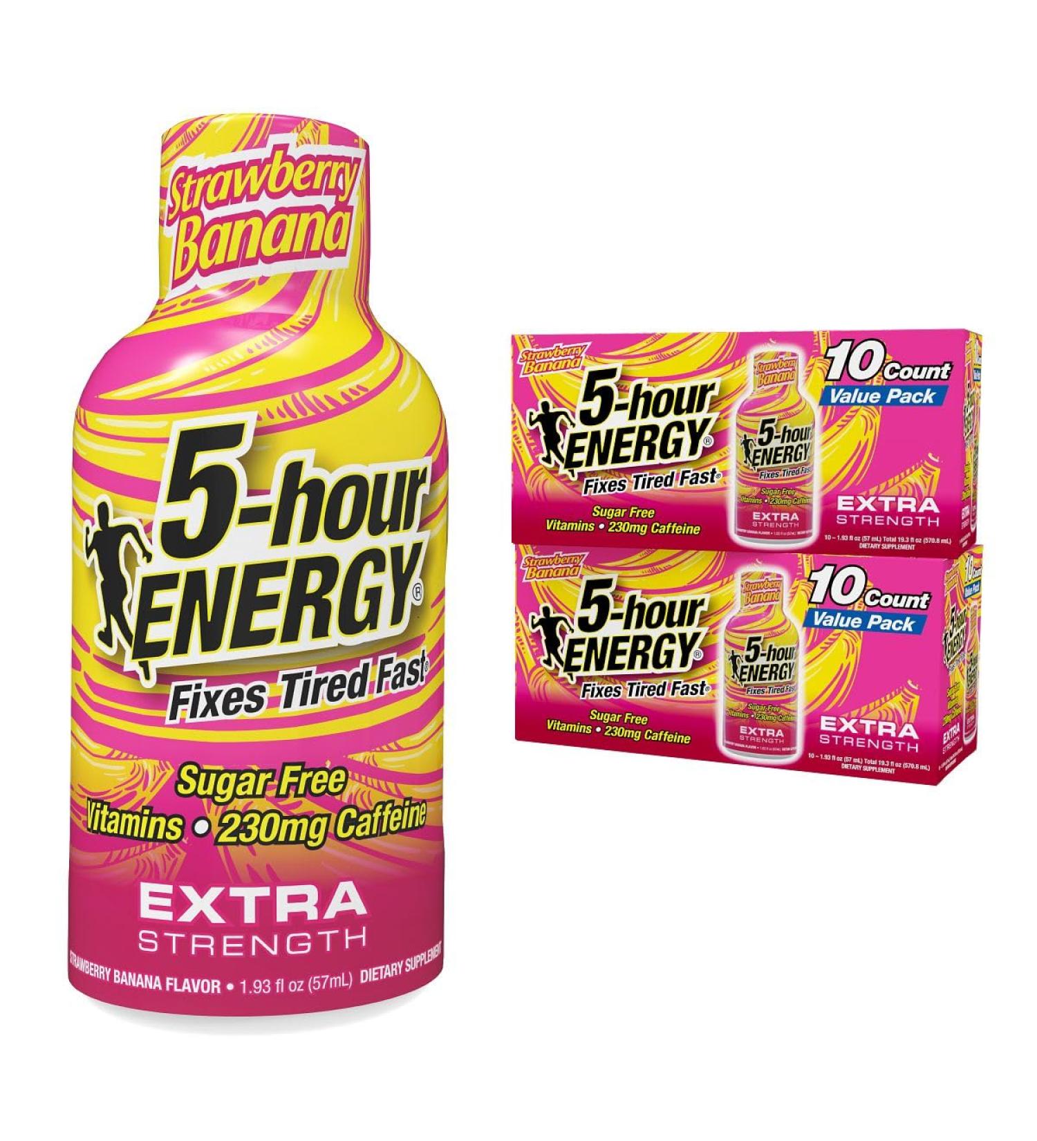 5-hour ENERGY Extra Strength Shots Strawberry Banana Flavor 1.93 fl Oz 20 Bottles - Buy Online on GoSupps.com