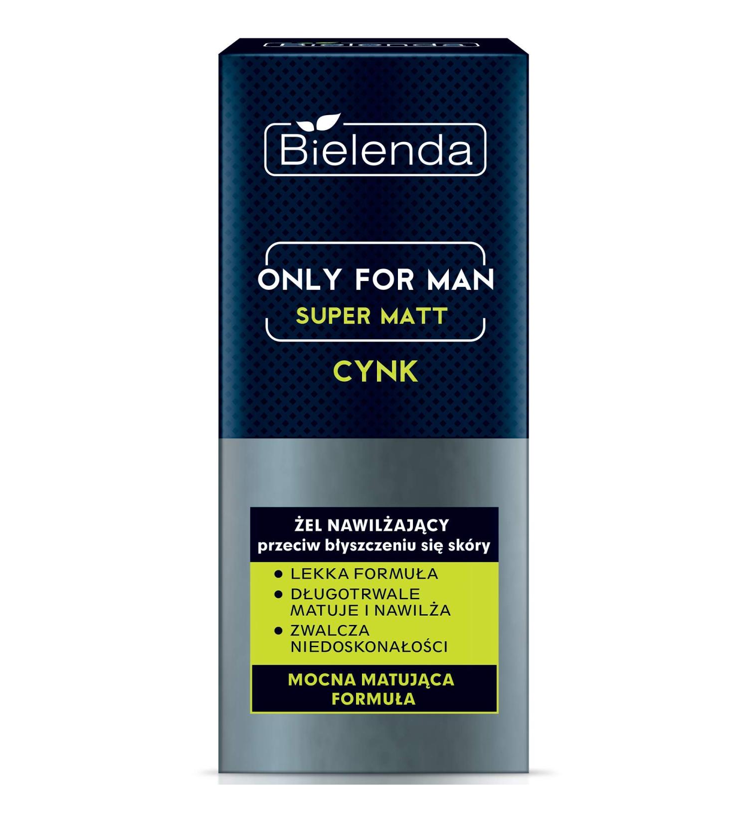 Bielenda Only For Men - Ultra-Light Formula Regulates Sebum Matifies The Skin Shrinks Pores And Reduces Shine Of The Skin - Only For Men Gel Super Mat - 50 ml - Buy Online on GoSupps.com