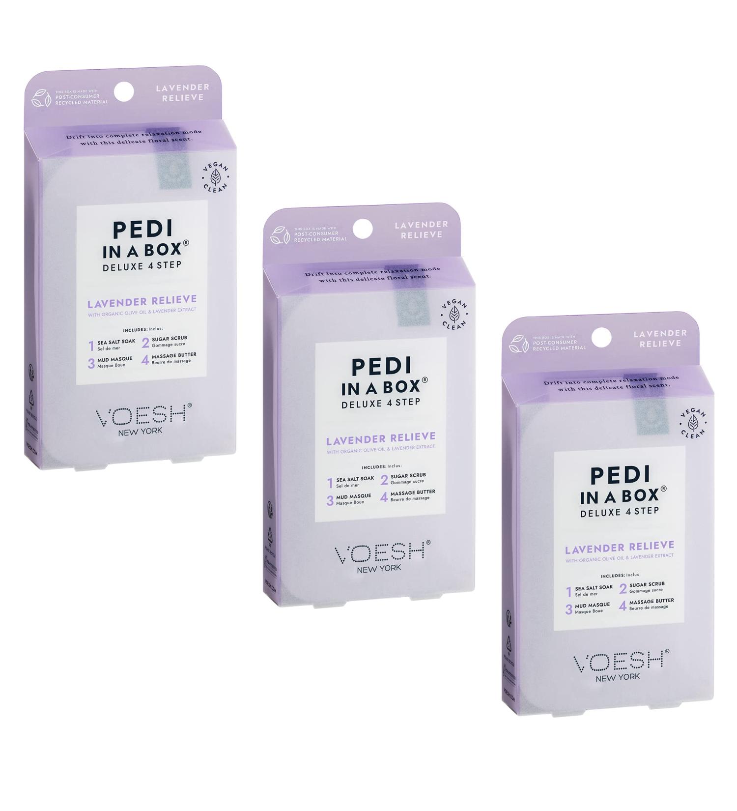 VOESH Pedi in a Box Deluxe 4 Step Pack of 3 - Intensive Foot Treatment | Various Scents Available for At-Home Spa Pedicure Experience - Buy Online on GoSupps.com