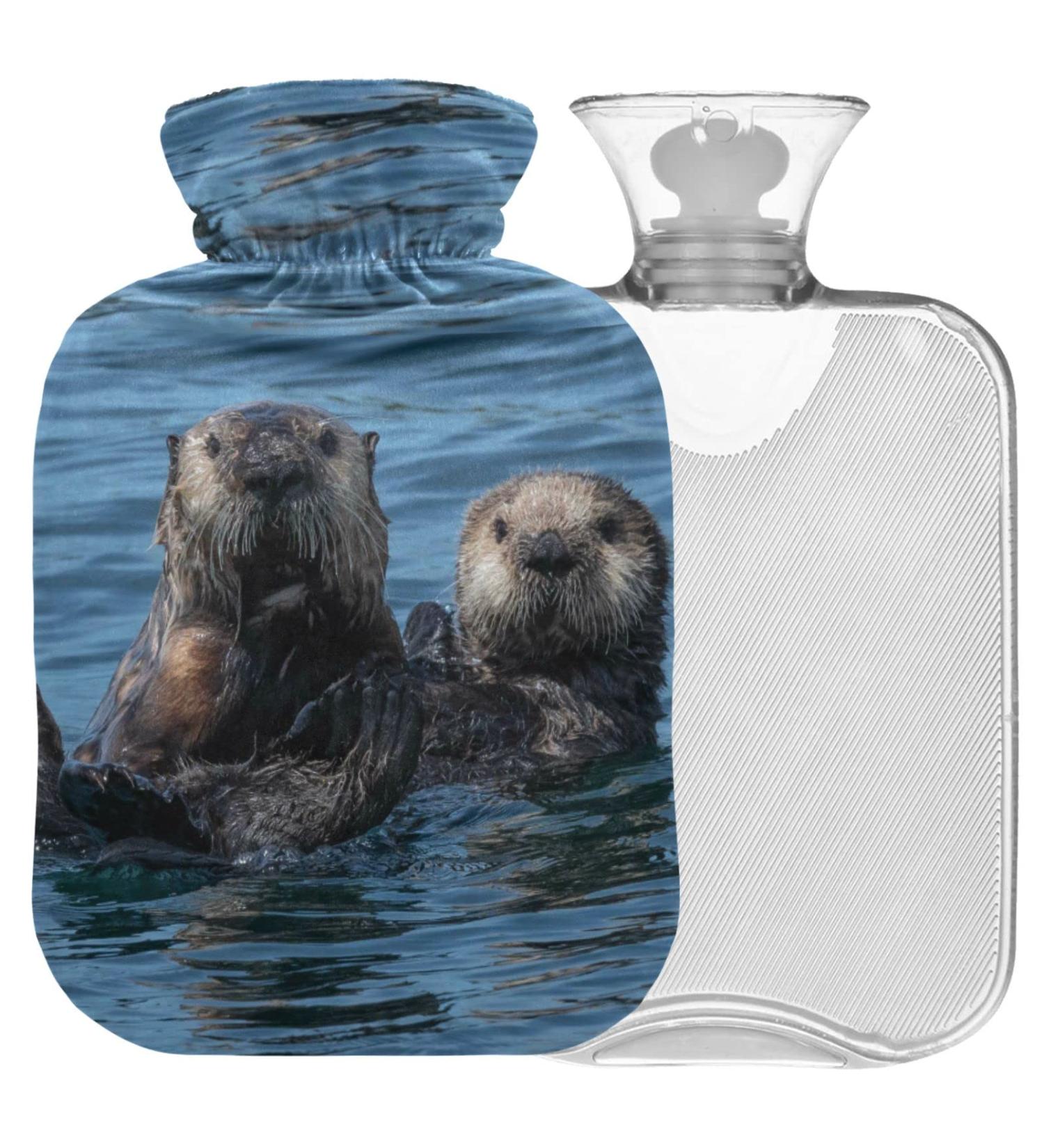 Naanle Wild Sea Otter Hot Water Bottle - 2L Transparent Cover for Bed & Pain Relief | Large Hand & Feet Warmer | Heat & Cold Therapy - Buy Online on GoSupps.com