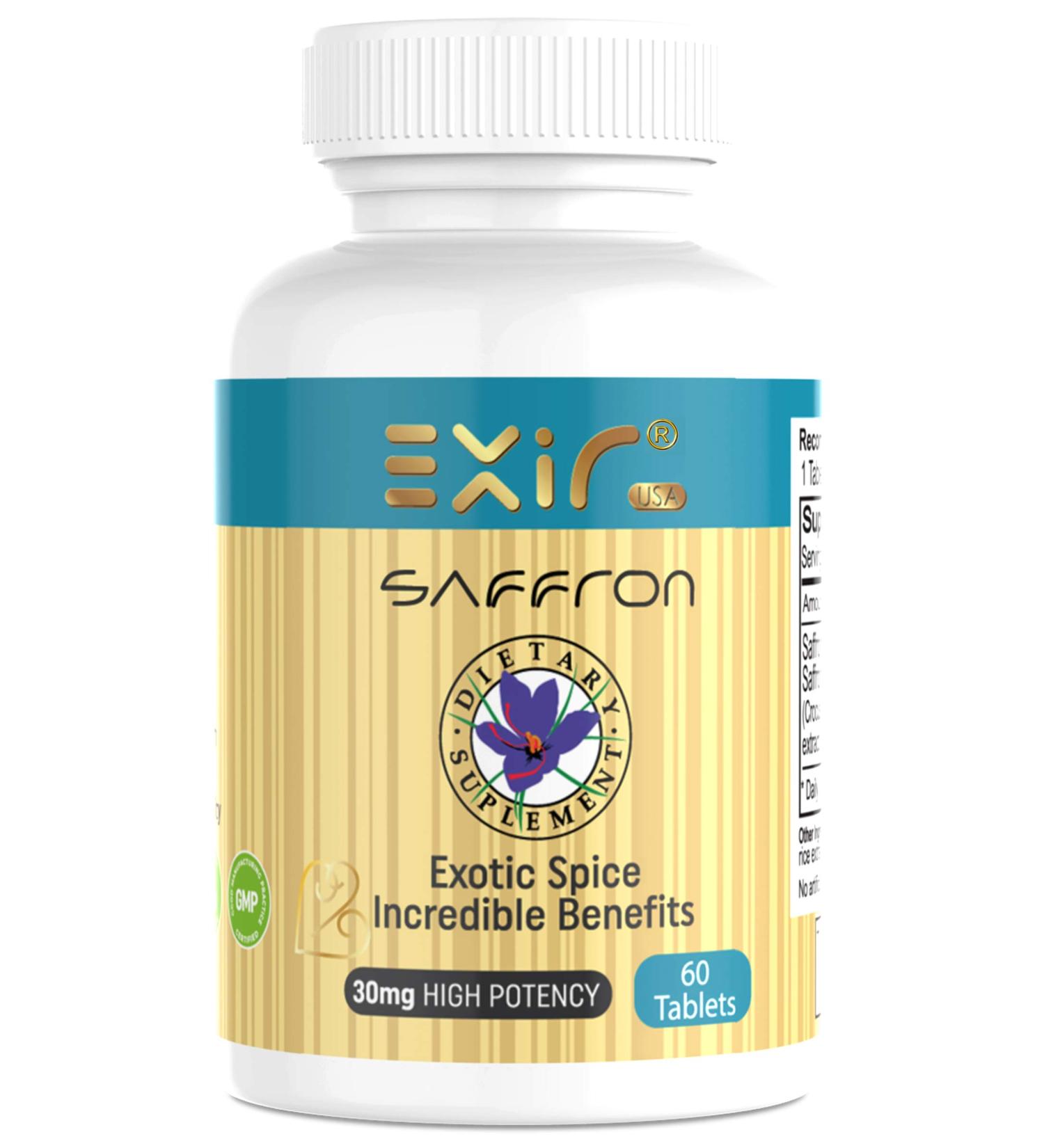 EXIR Saffron Extract Supplements 60-Tablets - Digestion & Energy Support | Memory & Concentration Boost - Buy Online on GoSupps.com