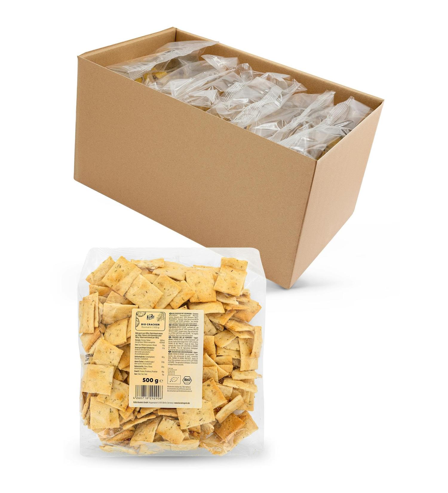  KoRo KoRo - Organic Rosemary Crackers 6 x 500g - Crunchy wheat pastries - With spicy rosemary notes - Perfect with wine appetizers or cheese - Buy Online on GoSupps.com