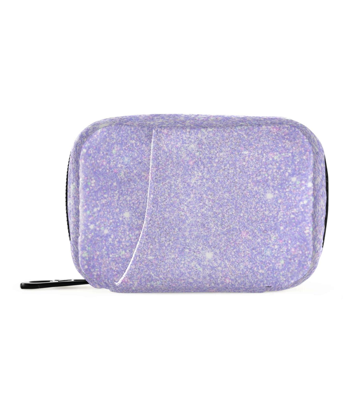 Xigua Shiny Glitter Lavender 8-Compartment Pill Case | Portable 7-Day Vitamin & Supplement Organizer for International Shipping - Buy Online on GoSupps.com