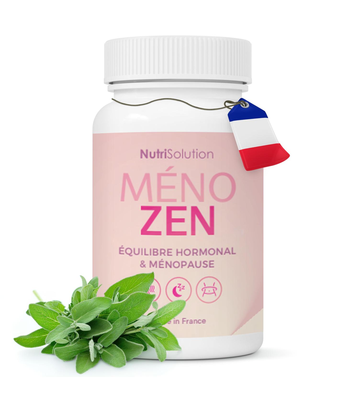NutriSolution Meno Zen - Natural Hormone Balance Supplement for Menopause - Reduces Hot Flashes Mood Swings & Supports Weight Management - 63 Capsules - Made in France (1)