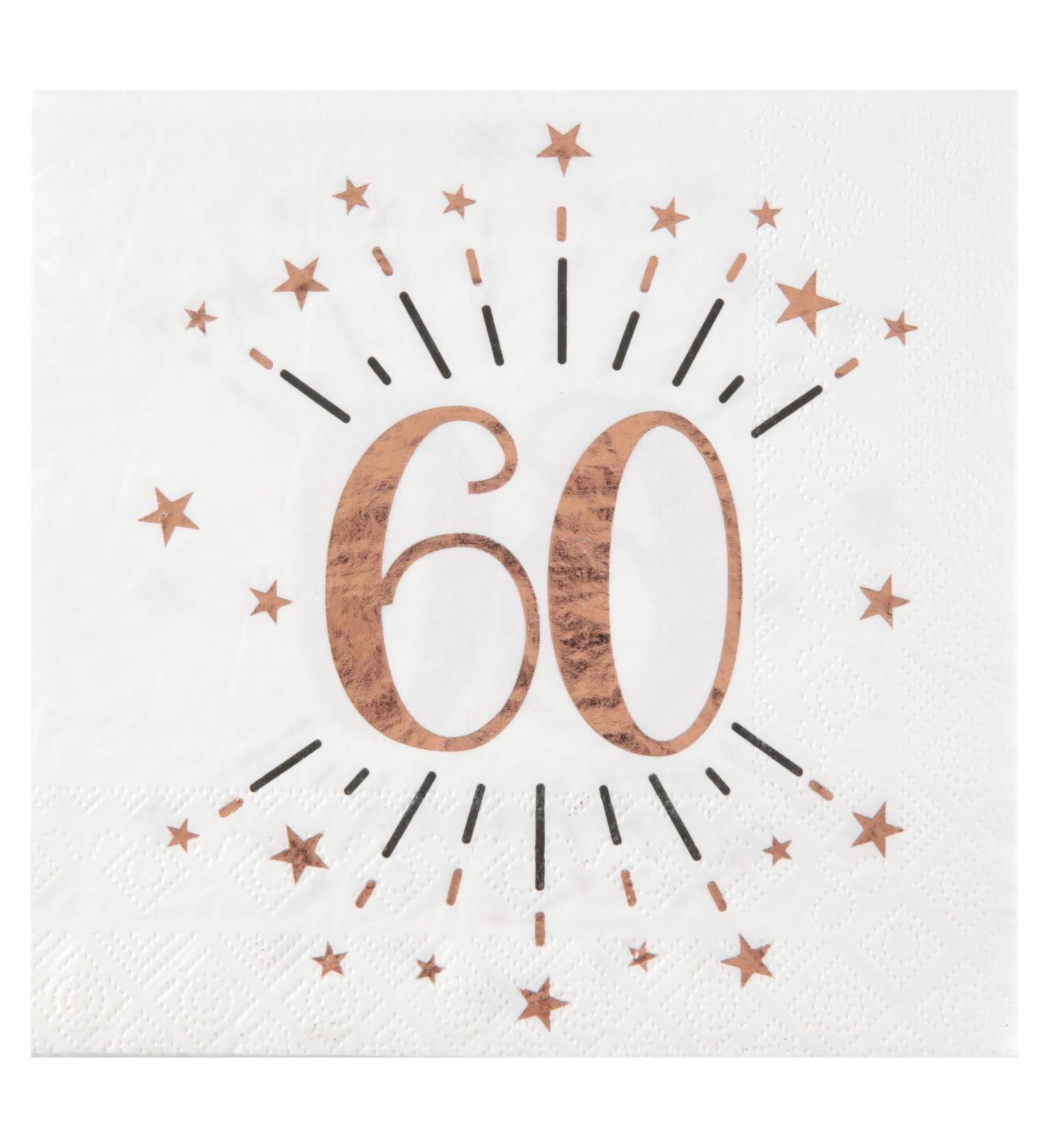 Santex 7350-60 Pack of 20 Napkins Sparkling Age 60 Years Metal Rose Gold - Buy Online on GoSupps.com