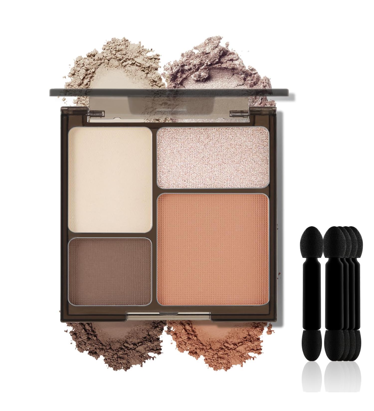 Buy Waterproof Eyeshadow Palette - 4 Colors Highly Pigmented & Long-Lasting Eye Makeup with Applicator - Buy Online on GoSupps.com