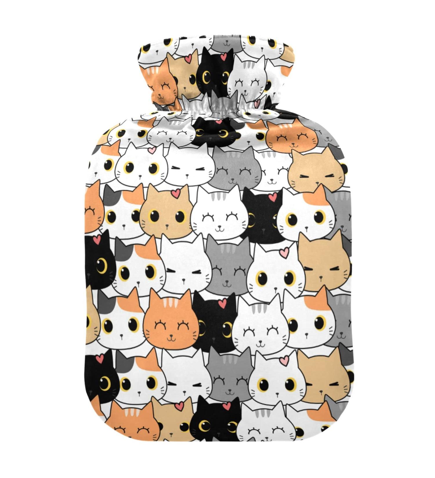 Cute Kitten Heat Bottle | 1L Pain Relief & Warmers for Feet & Bed | Ideal Hot & Cold Compress - Buy Online on GoSupps.com