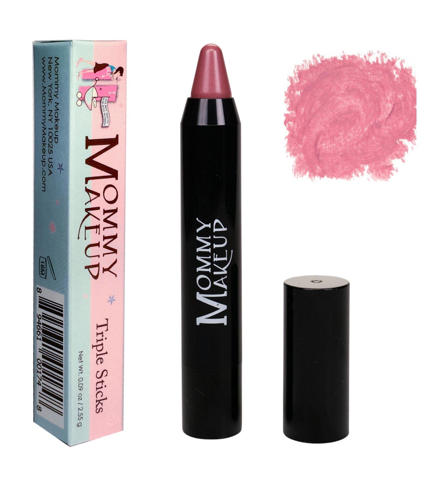 Mommy Makeup Triple Sticks Lipstick & Cream Blush - Pink Daisy: Long-Wearing Lip & Cheek Color - Buy Online on GoSupps.com