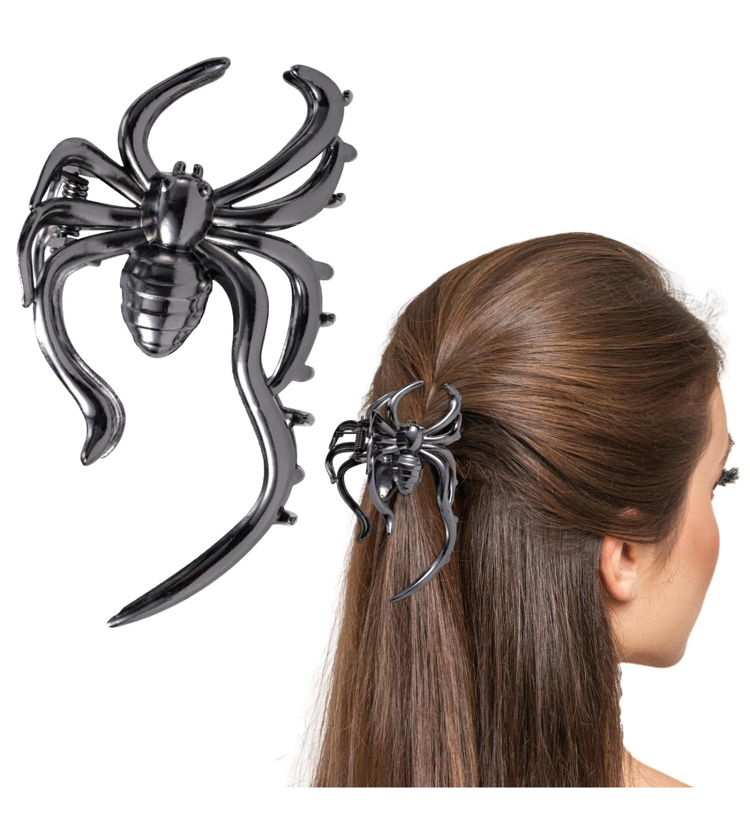 Halloween Hair Claw Clips Horror Hair Clips Gothic Hair Barrettes Hairpin Metal Spider Hair Accessories Black Halloween Hair Accessories Decoration for Women Girls (Spider) - Buy Online on GoSupps.com