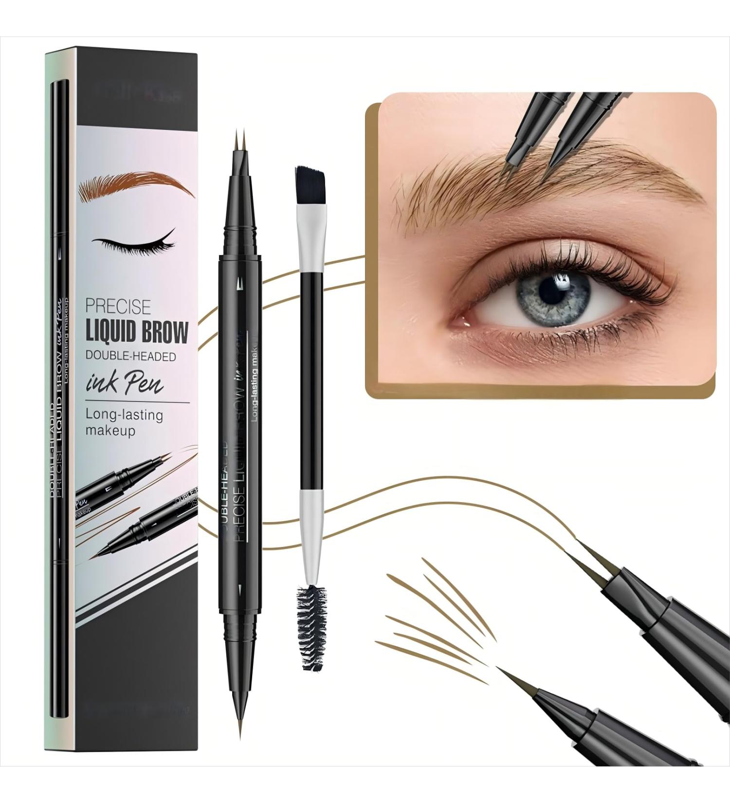 Curved Eyebrow Pen - Eyebrow Pencil Brow Pencil 2-in-1 Dual-Ended Microblading Eyebrow Pen with Micro-Fork-Tip and Precise Brush-Tip Create Natural Hair-Like Brows Long lasting Light brown - Buy Online on GoSupps.com