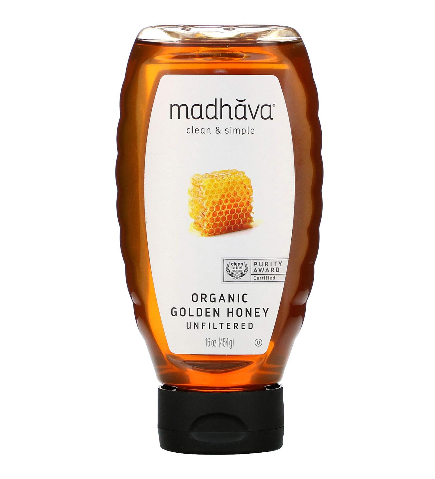 Madhava Natural Sweeteners Organic Golden Honey Unfiltered  16 oz (454 g)