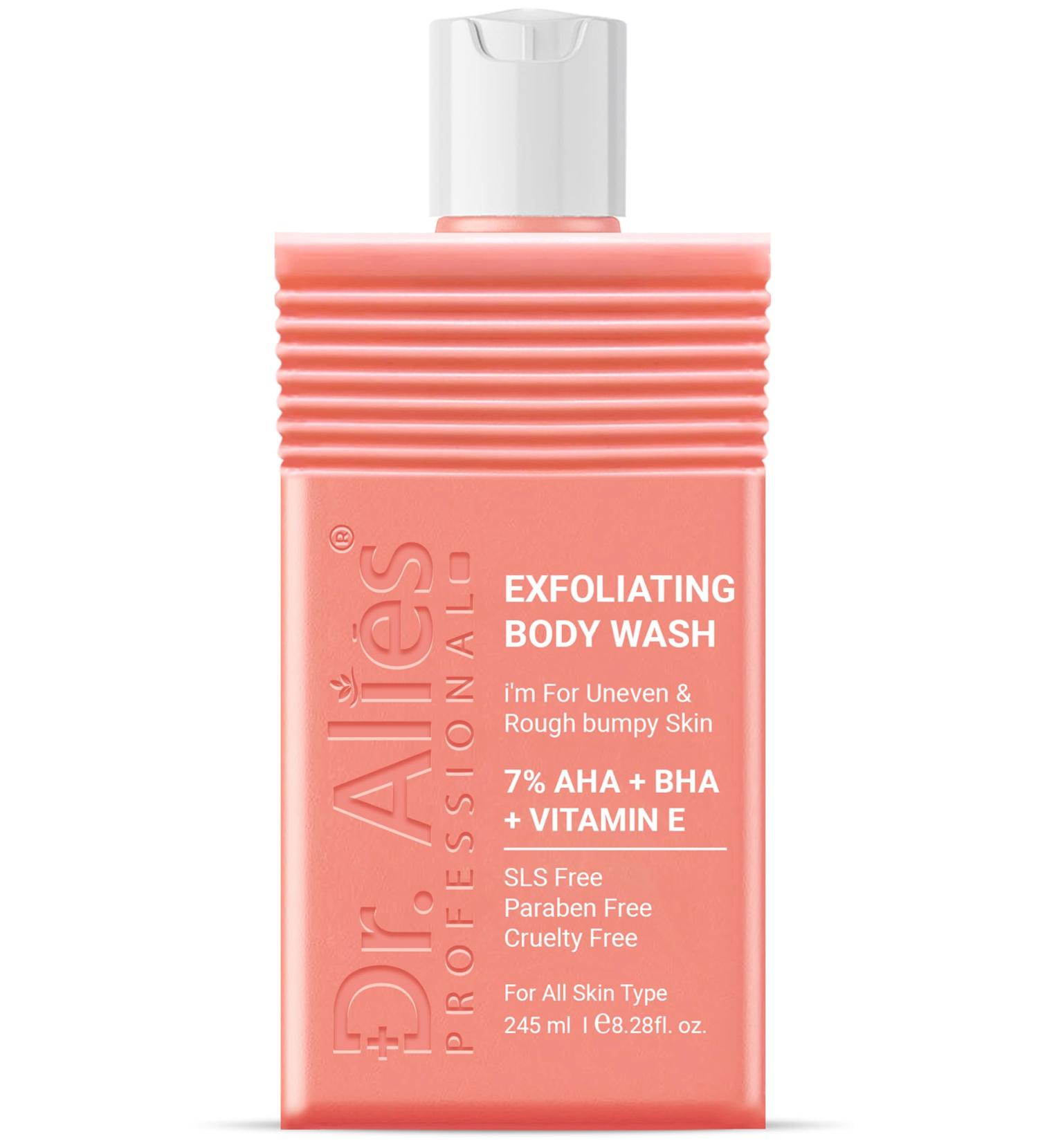 Dr. Alies - Professional Exfoliating Body Wash 245ml AHA BHA Vitamin E Formula Gentle Shower Gel for Men & Women - Buy Online on GoSupps.com
