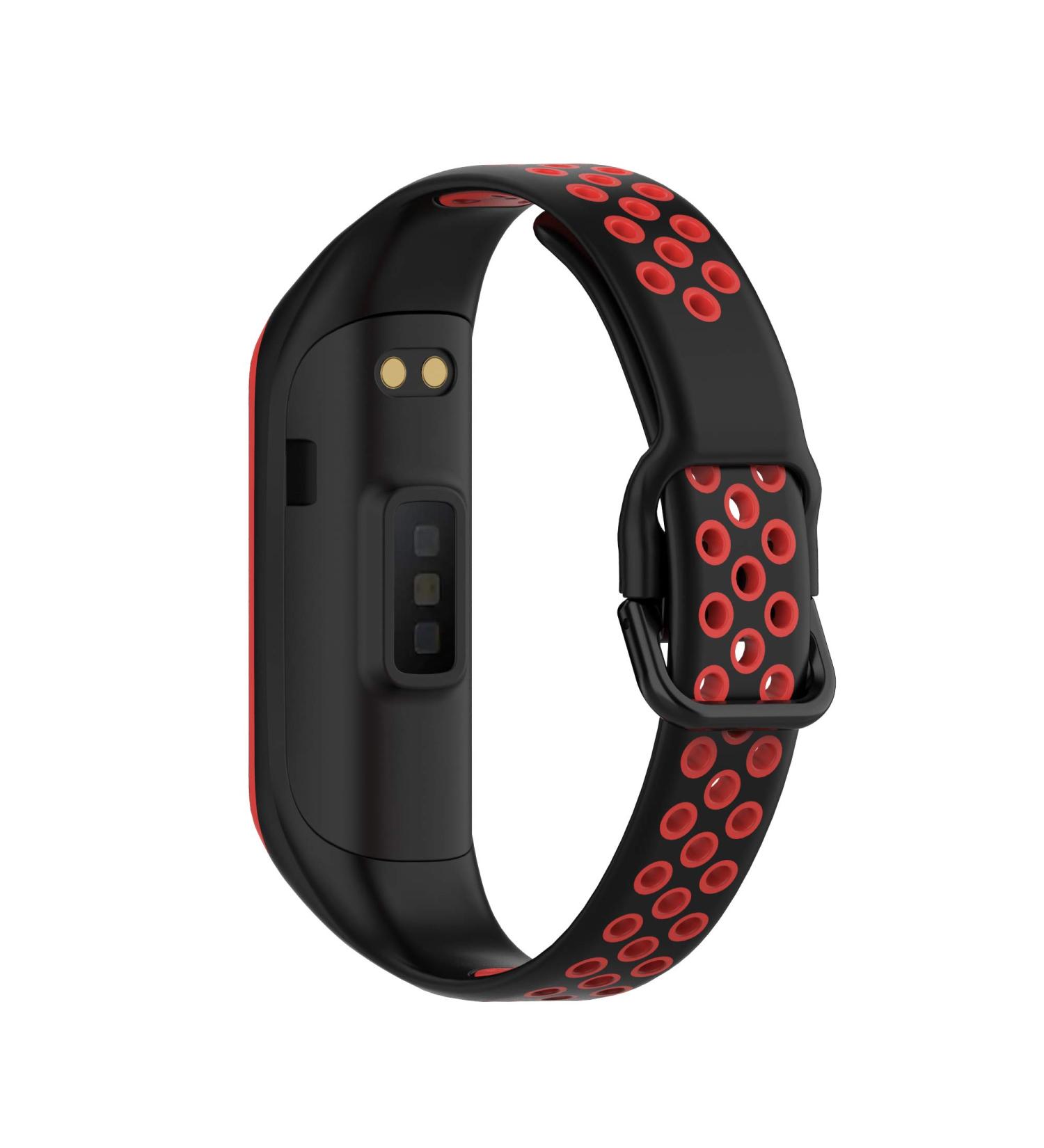 Two-Toned Silicone Wristband for Samsung Galaxy Fit 2 | Red Breathable Bracelet Strap for SM-R220 Fitness Smartwatch - Buy Online on GoSupps.com