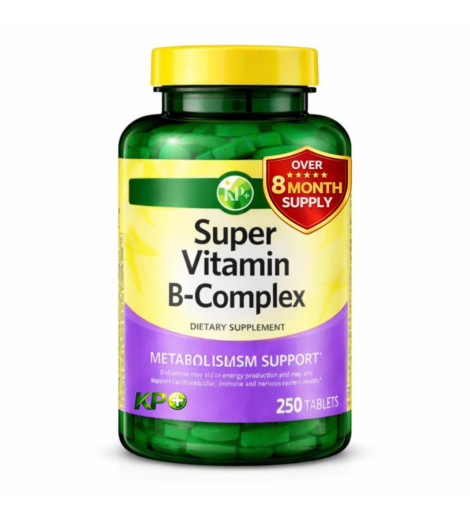 KP+ Super Vitamin B-Complex | Energy Support | 250 Tablets | Non-GMO | Gluten Free | Pack of 1 - Buy Online on GoSupps.com
