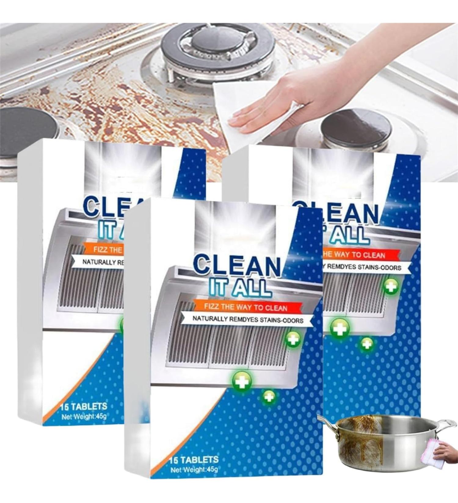 Multifunctional Effervescent Spray Cleaner Grease Stain Remover Foam Detergent Powerful Removal of Oil Stains for Kitchen 3PCS - Buy Online on GoSupps.com