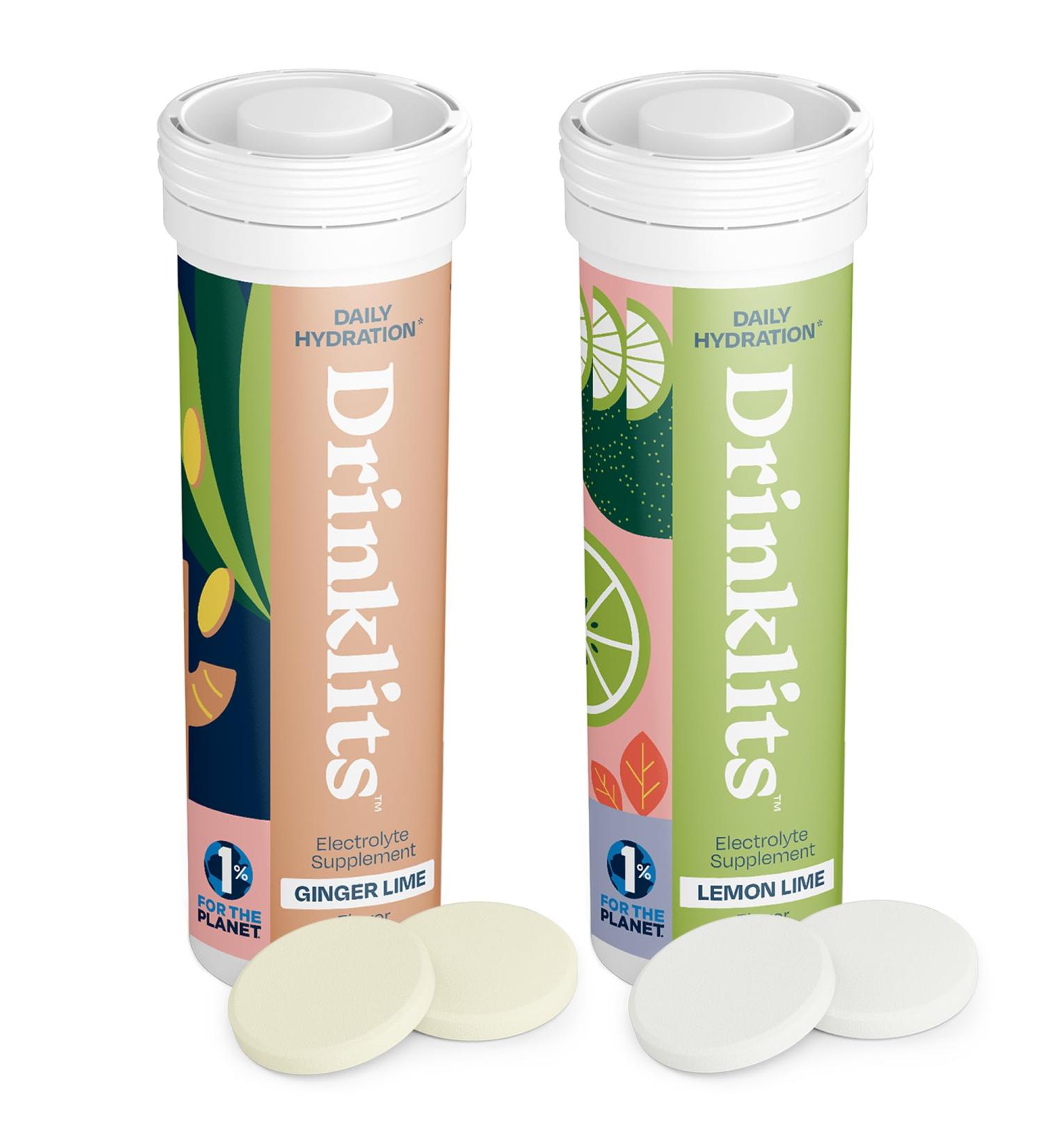 Drinklits Daily Hydration Tablets - Electrolyte & Vitamin Boost Ginger-Lime & Lemon-Lime 2 Pack (20 Servings - Buy Online on GoSupps.com
