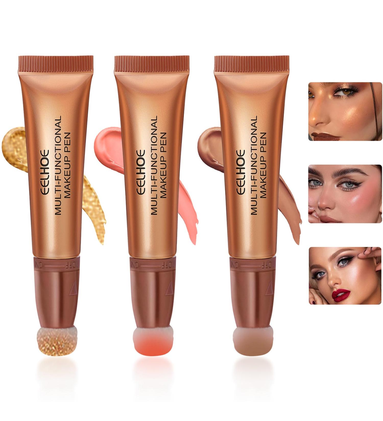 3pcs Liquid Contour Beauty Wand Set - Highlighter & Blush Stick with Cushion Applicator - Buy Online on GoSupps.com