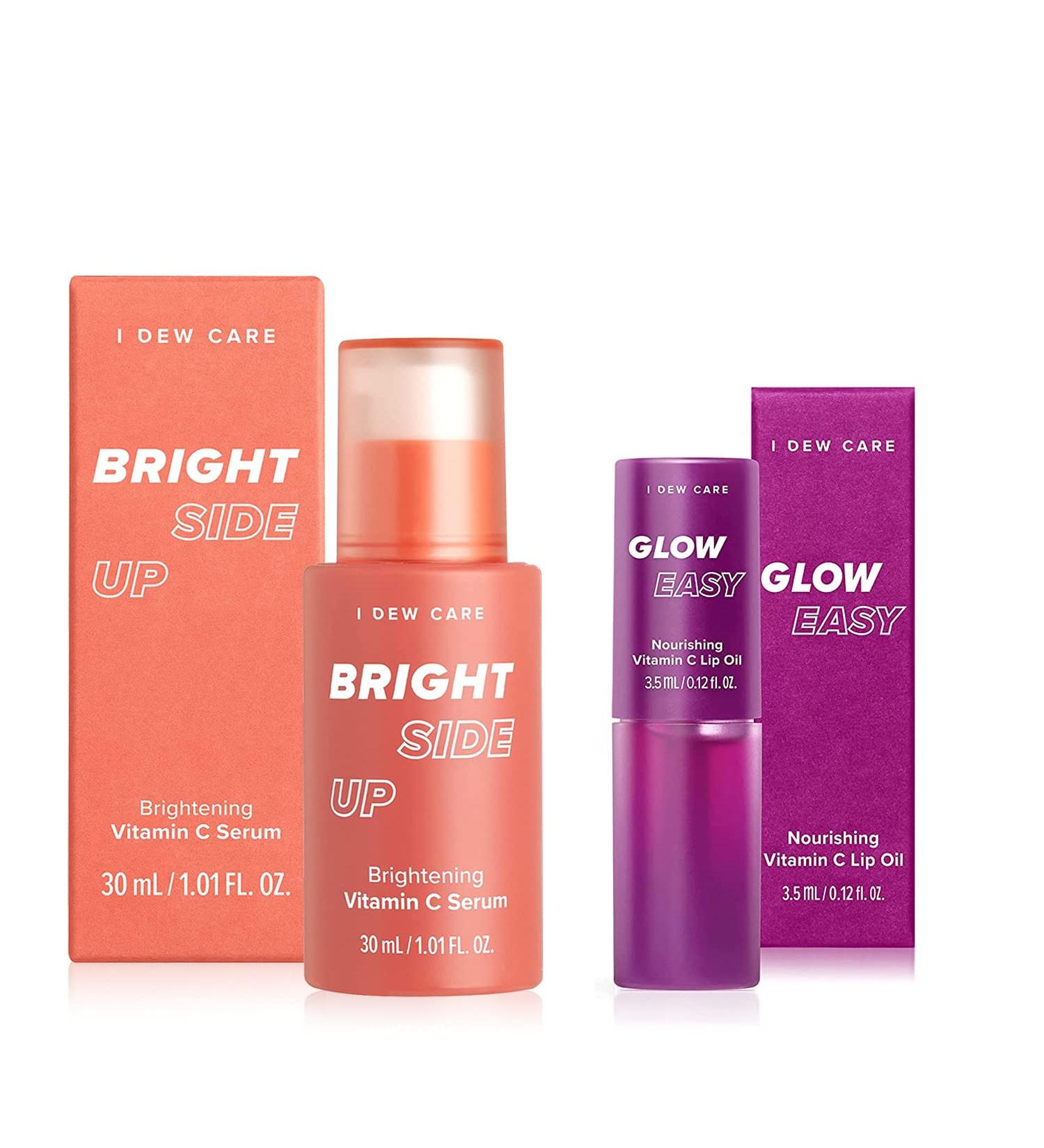 I DEW CARE Bright Side Up Brightening & Hydrating Vitamin C Serum with Niacinamide + Glow Easy Vitamin C Tinted Lip Oil Gloss with Jojoba Seed Oil Bundle - Buy Online on GoSupps.com
