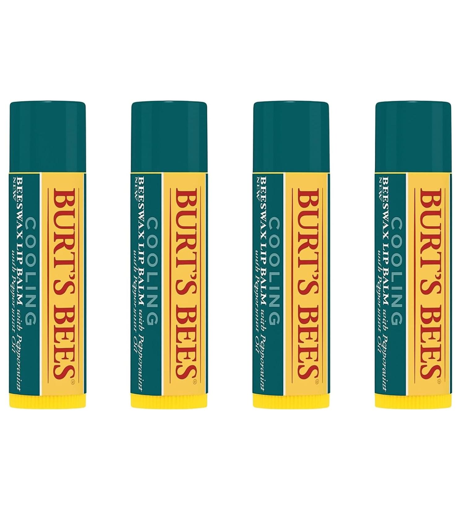 Burt's Bees Cooling Lip Balm w/Peppermint Oil 4 Pack