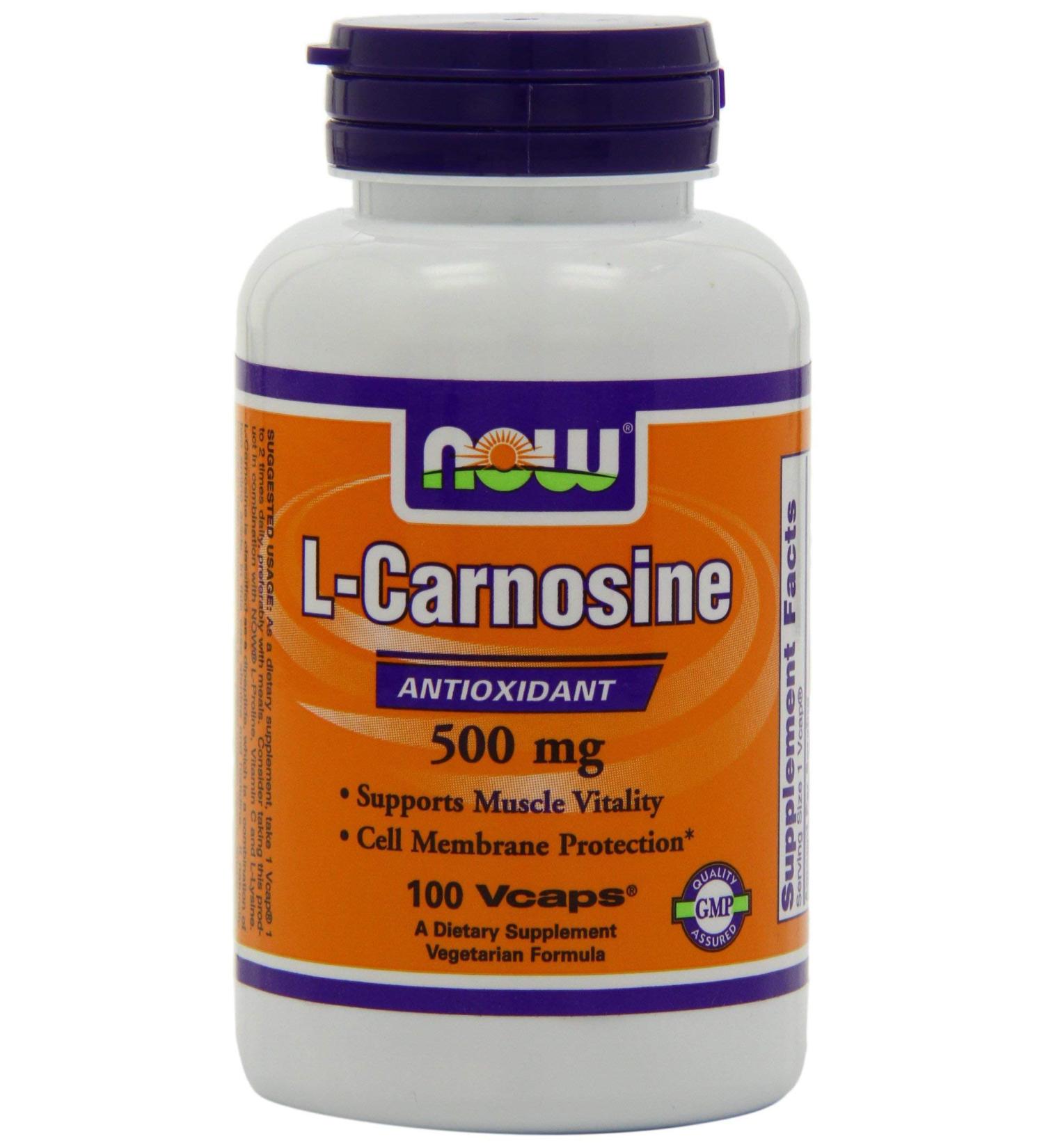 NOW Foods L-Carnosine 500 mg - 100 Vegetarian Capsules | Buy Online | Boost Health & Wellness - Buy Online on GoSupps.com