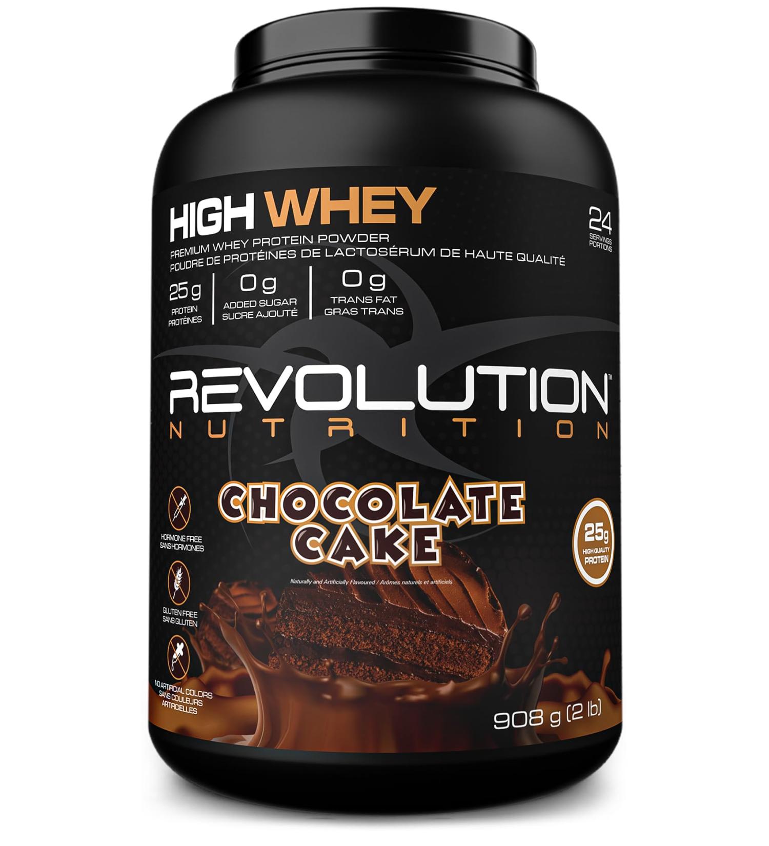Revolution Nutrition High Whey Protein Powder Whey Isolate Superior Formula Gluten Free Lean Muscle Mass For Men & Women 25g of Protein Per Scoop 908 g 24 Servings (Chocolate Cake 2 Pound) Chocolate Cake 2 Pound - Buy Online on GoSupps.com