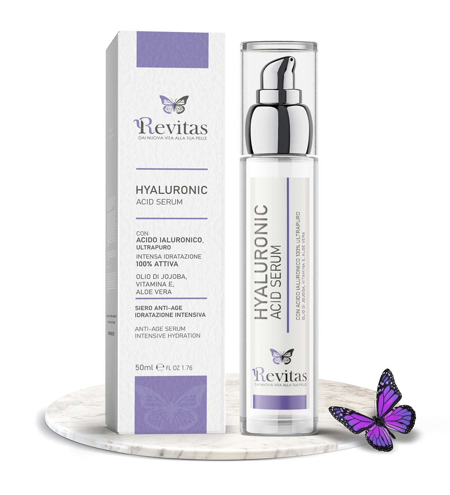  Revitas Organic Anti-Wrinkle Face Cream with Hyaluronic Acid 100% Ultrapure 50ml Jojoba Oil Vitamin E Eye Contour Made in Italy Anti-Wrinkle Facial Serum - Buy Online on GoSupps.com