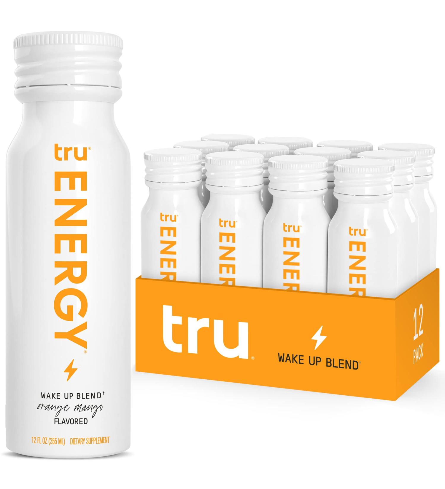 Tru Energy Wellness Shots (12-Pack) | Clean High Caffeine Energy Shots with Green Tea Extract & B Vitamins | Orange Mango Flavored Extra Strength Health Shots - 2 oz (Pack of 12) - Buy Online on GoSupps.com