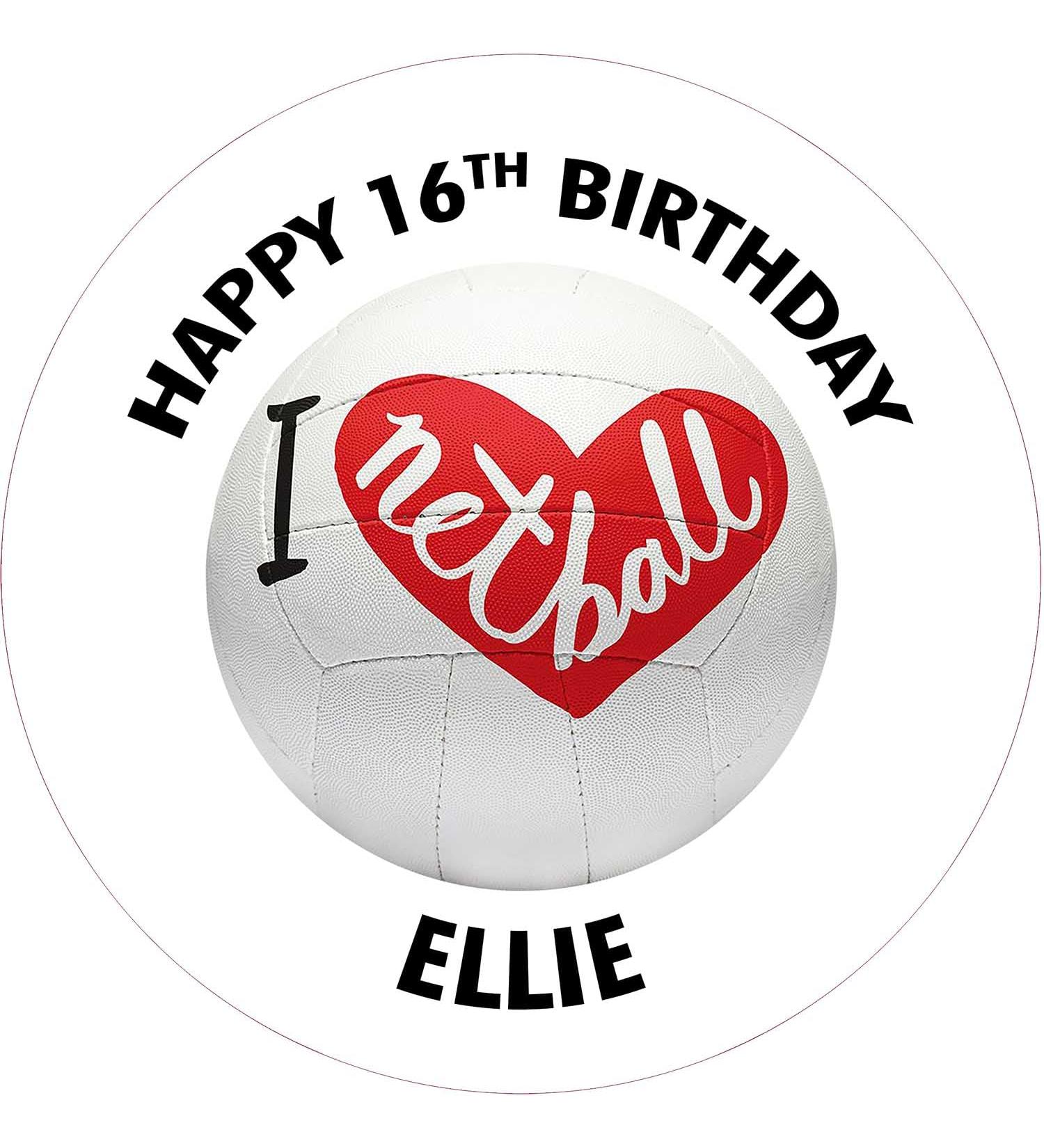Netball Edible Icing Cake Topper 7.5" Round