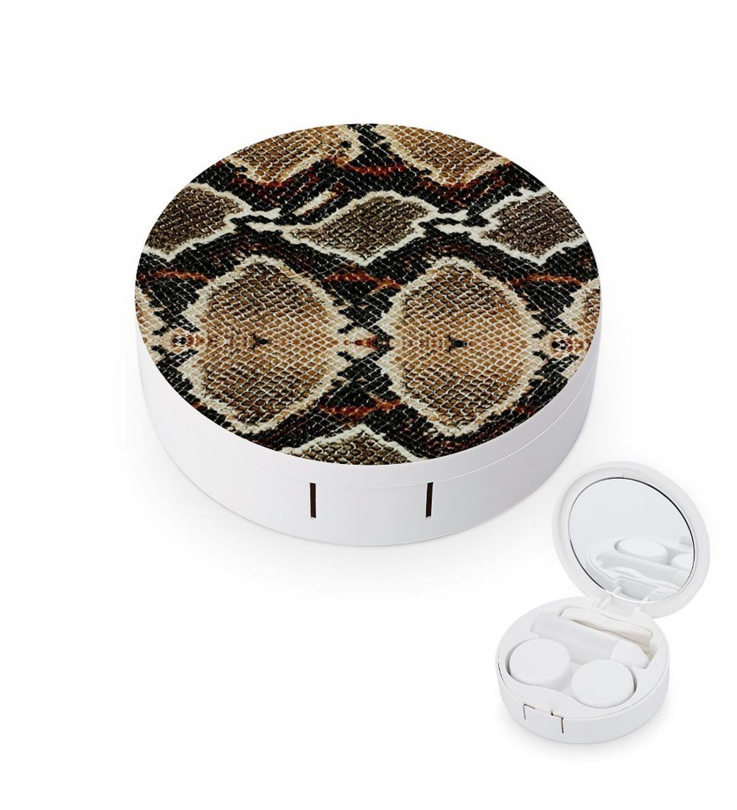 Portable Snake Skin Pattern Contact Lens Travel Kit - Cute Contact Box with Mirror for Daily Use - Buy Online on GoSupps.com