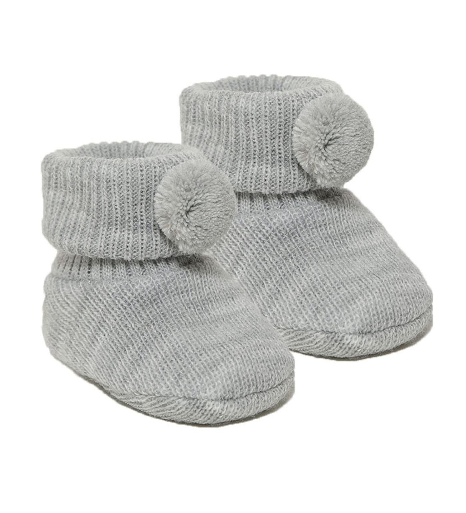 Royal Icon Newborn Baby Booties 0-3 Months | Pom Pom Booties for Baby Boys and Girls | Adorable & Stylish RI408 Grey - Buy Online on GoSupps.com